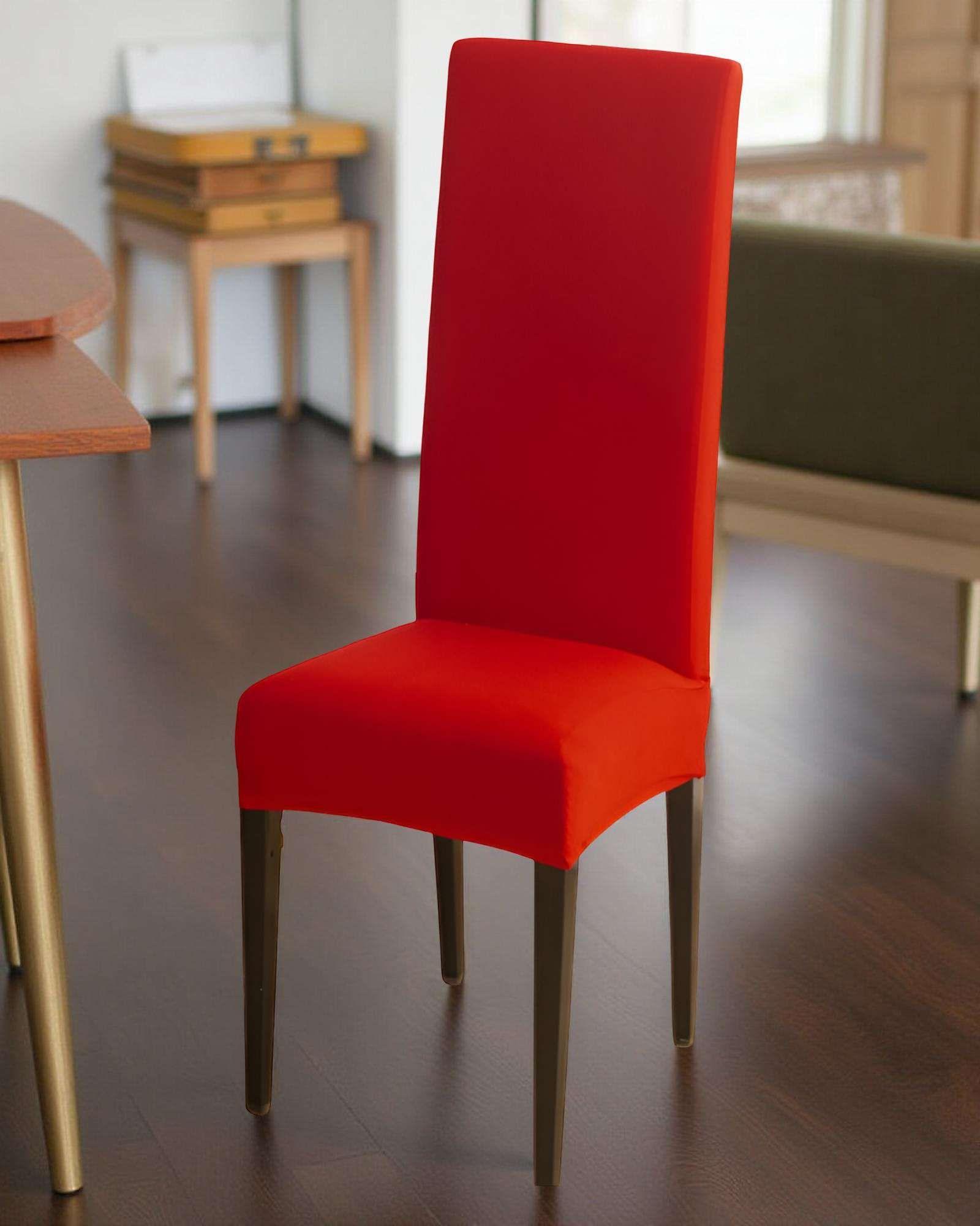 SET DE 6 FUNDAS DE SILLA ELASTICADAS COLOR ROJO-2