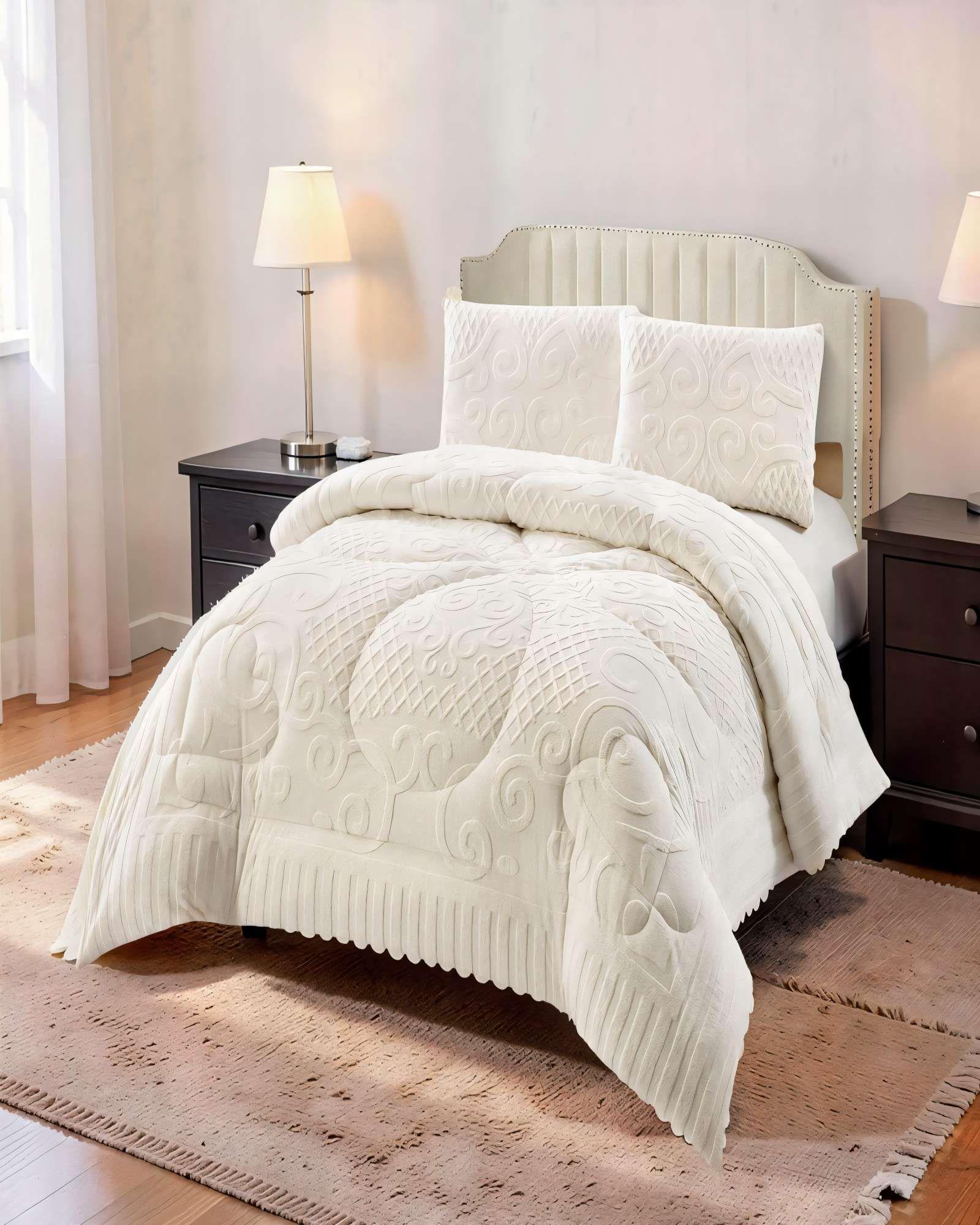 PLUMON PREMIUM CON TEXTURA DE RELIEVE  2 PLAZA COLOR BLANCO-3