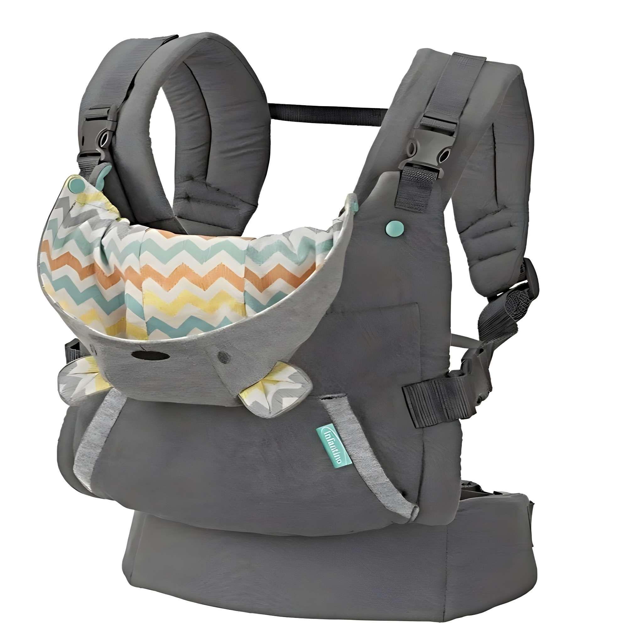 PORTABEBÉS ERGONOMICO CON CAPUCHA 4 EN 1 AJUSTABLE GRIS C-1