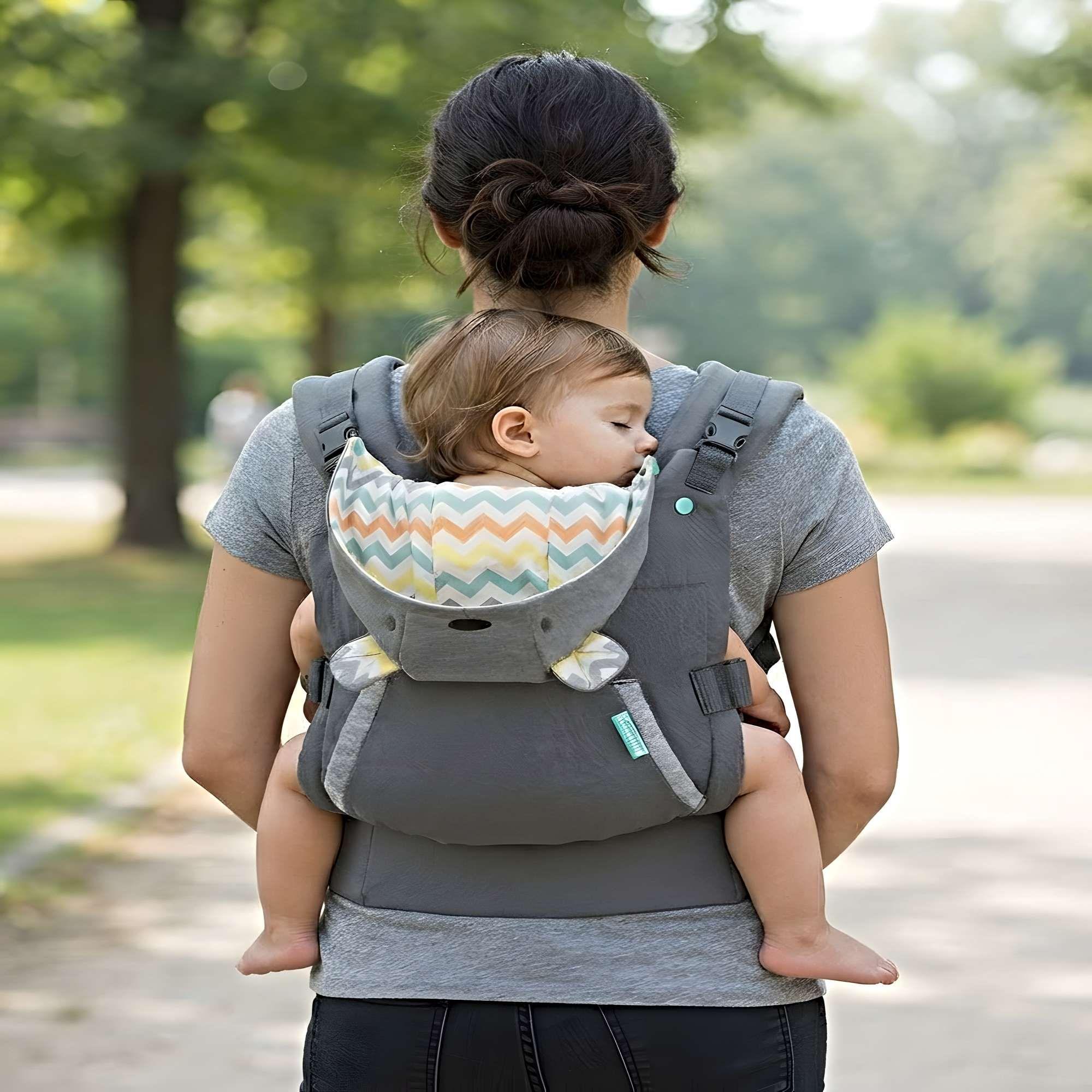 PORTABEBÉS ERGONOMICO CON CAPUCHA 4 EN 1 AJUSTABLE GRIS C-2