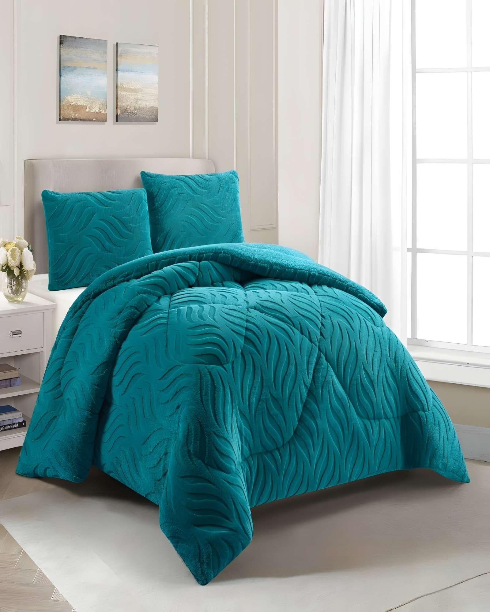 COBERTOR SHERPA TEXTURIZADO RB KING TURQUESA-3