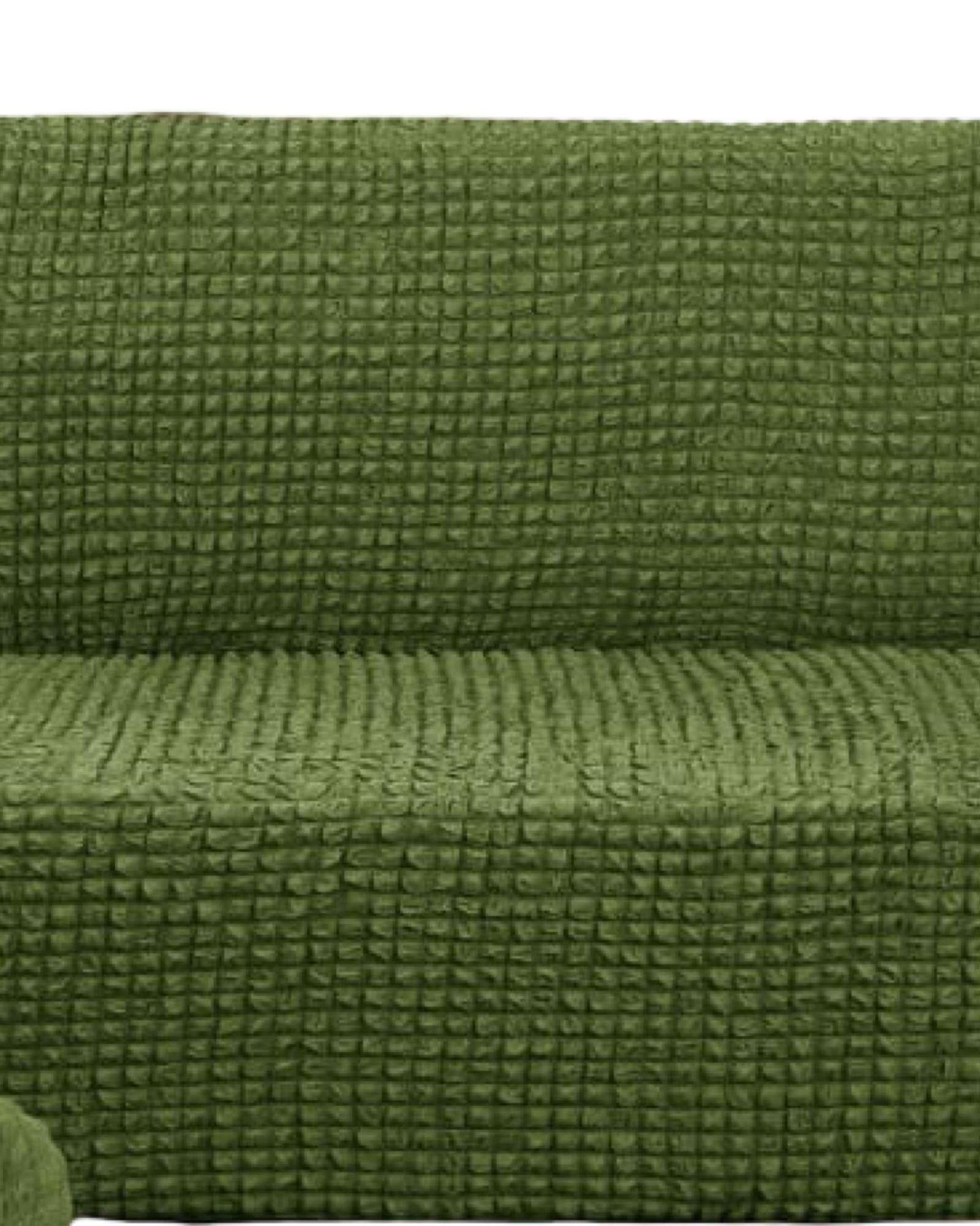 PACK DE FUNDAS DE SOFA 3+1+1 - DISEÑO CUADRILLE VERDE OLIVA-2