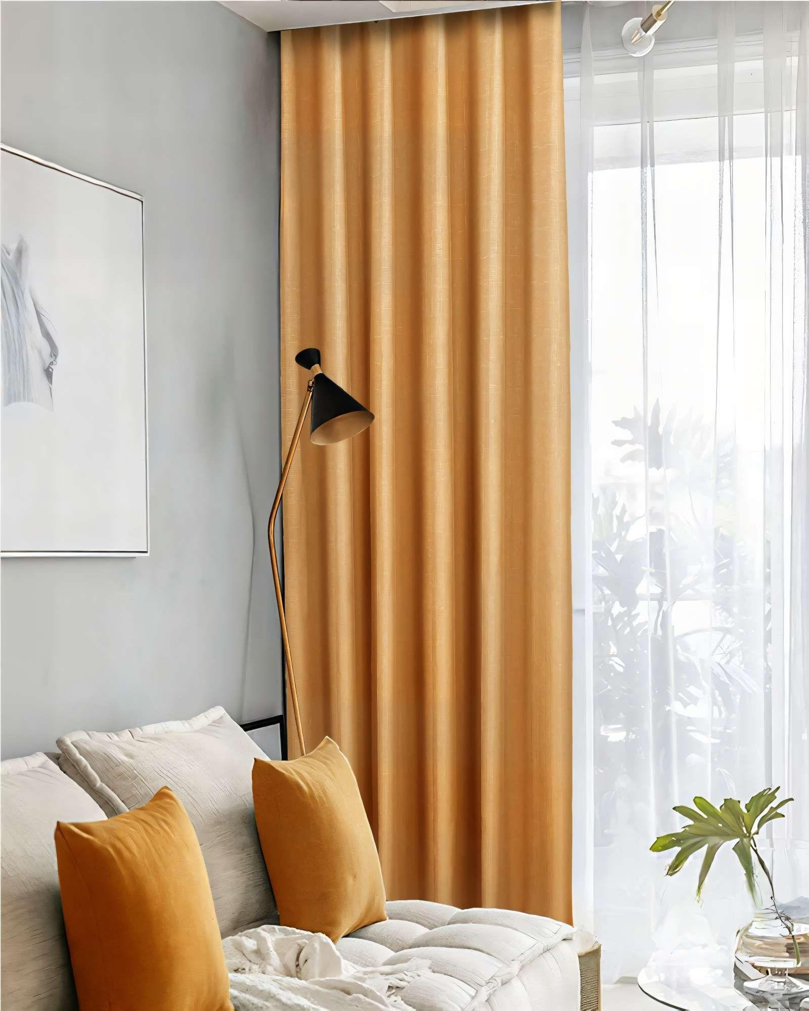 CORTINA ENGOMADA BLACKOUT 2 PAÑOS COLOR MOSTAZA-2