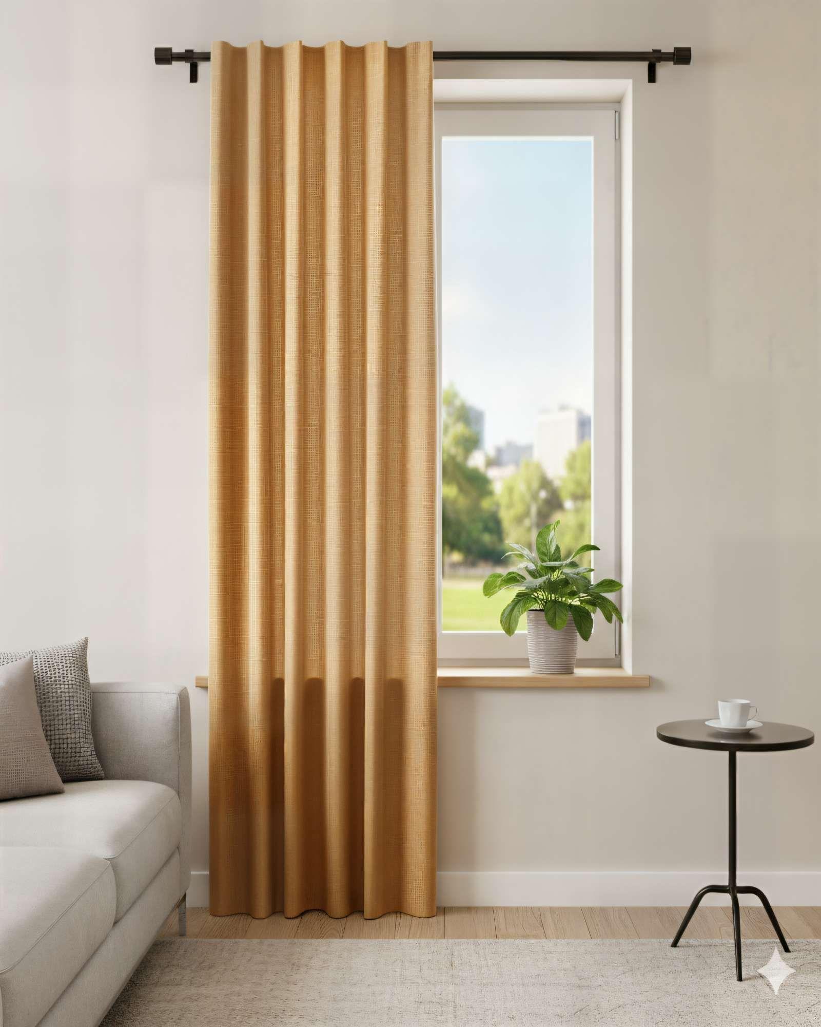 CORTINA ENGOMADA BLACKOUT 2 PAÑOS COLOR MOSTAZA-3