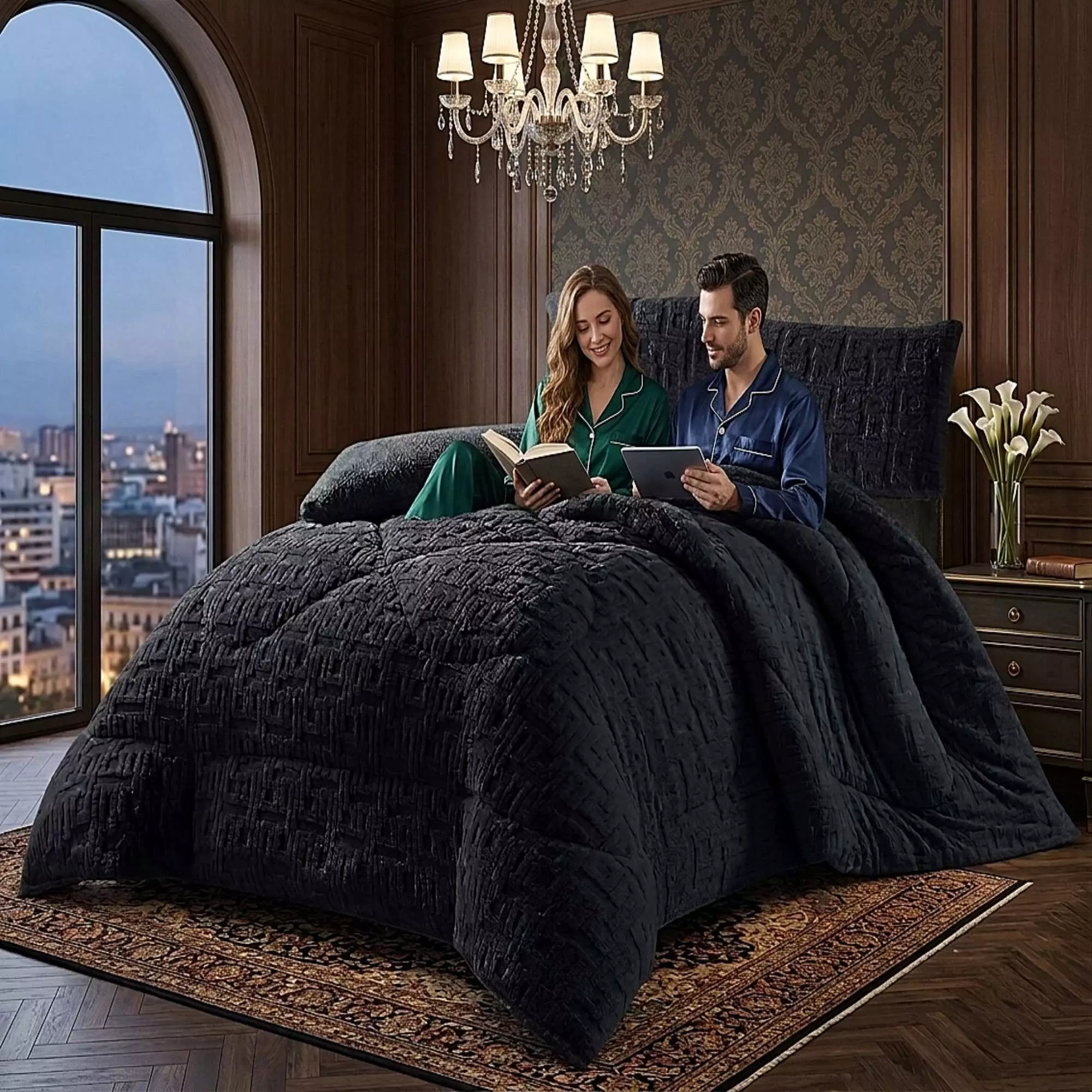 COBERTOR SHERPA TEXTURIZADO RH KING NEGRO-2