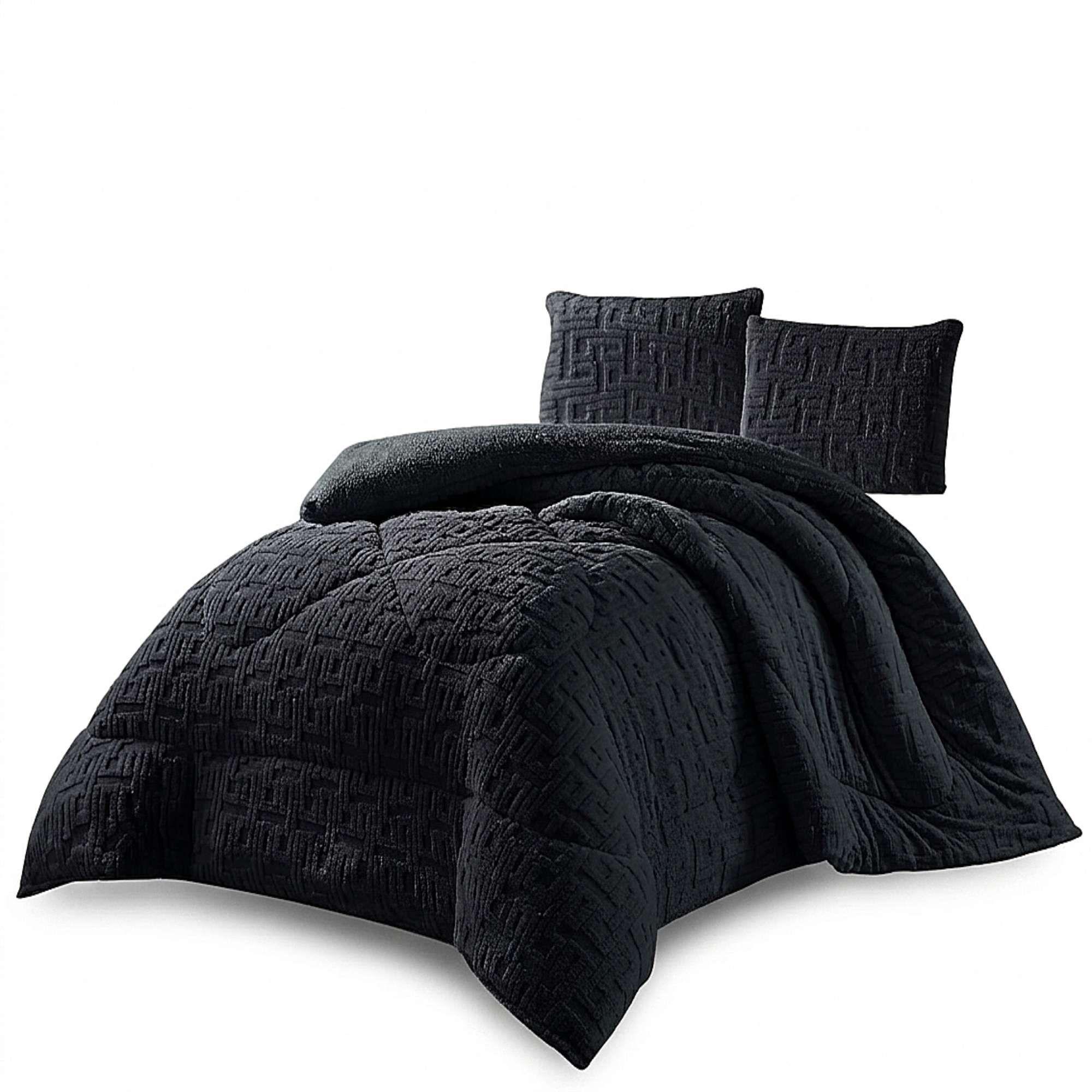 COBERTOR SHERPA TEXTURIZADO RH KING NEGRO-3