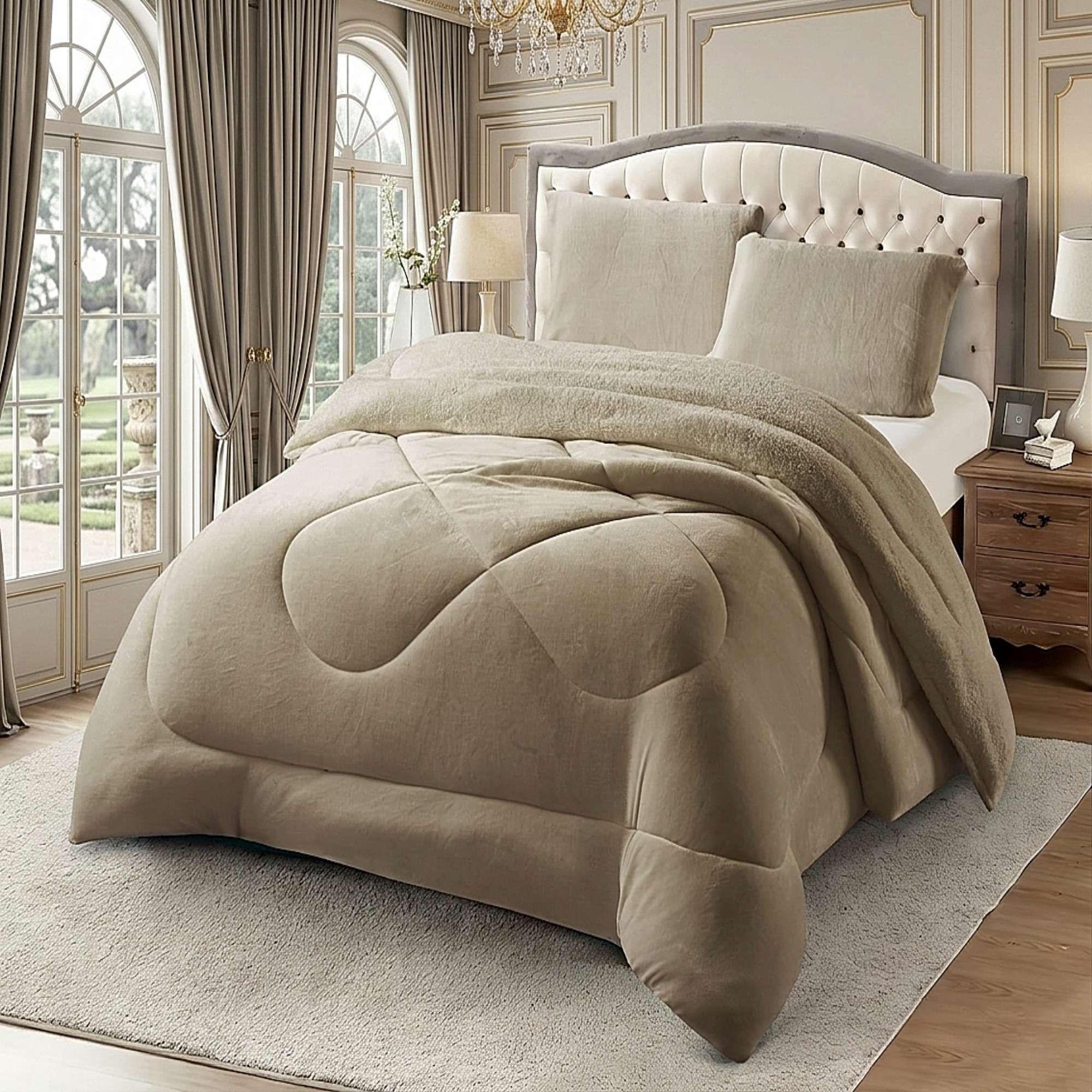 COBERTOR SHERPA PLUSH CS KING CAFÉ CLARO-0