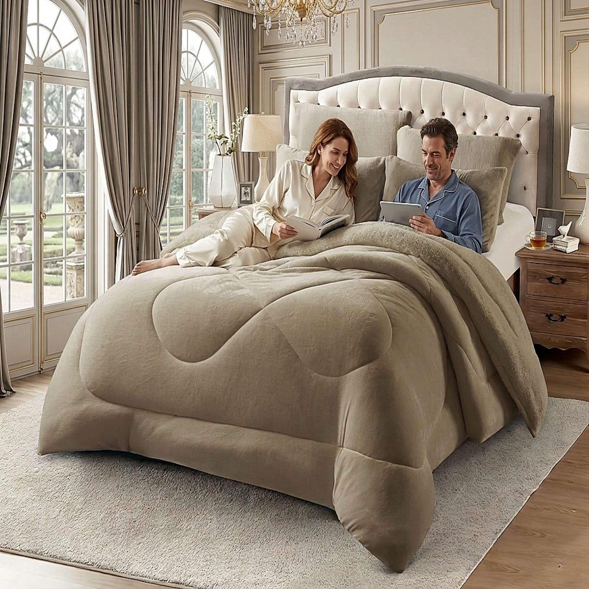 COBERTOR SHERPA PLUSH CS KING CAFÉ CLARO-3