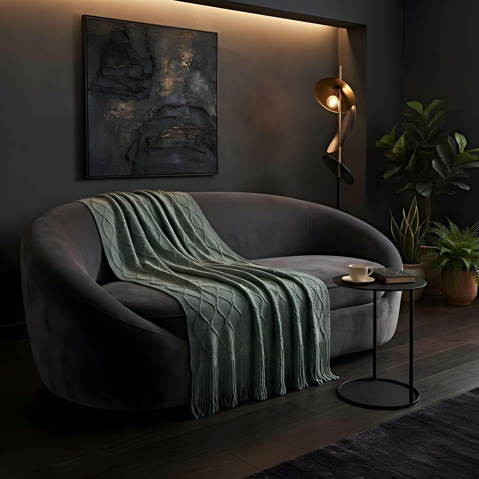 Manta con Flecos 127x152 cm Verde-3