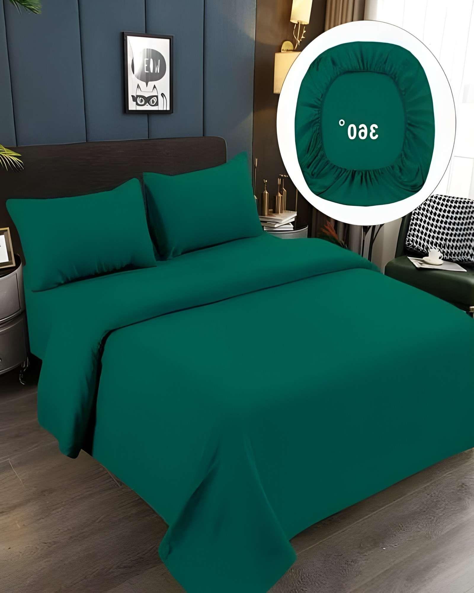 JUEGO DE SABANAS DE 500 HILOS PLAZA Y MEDIA COLOR TURQUESA-3