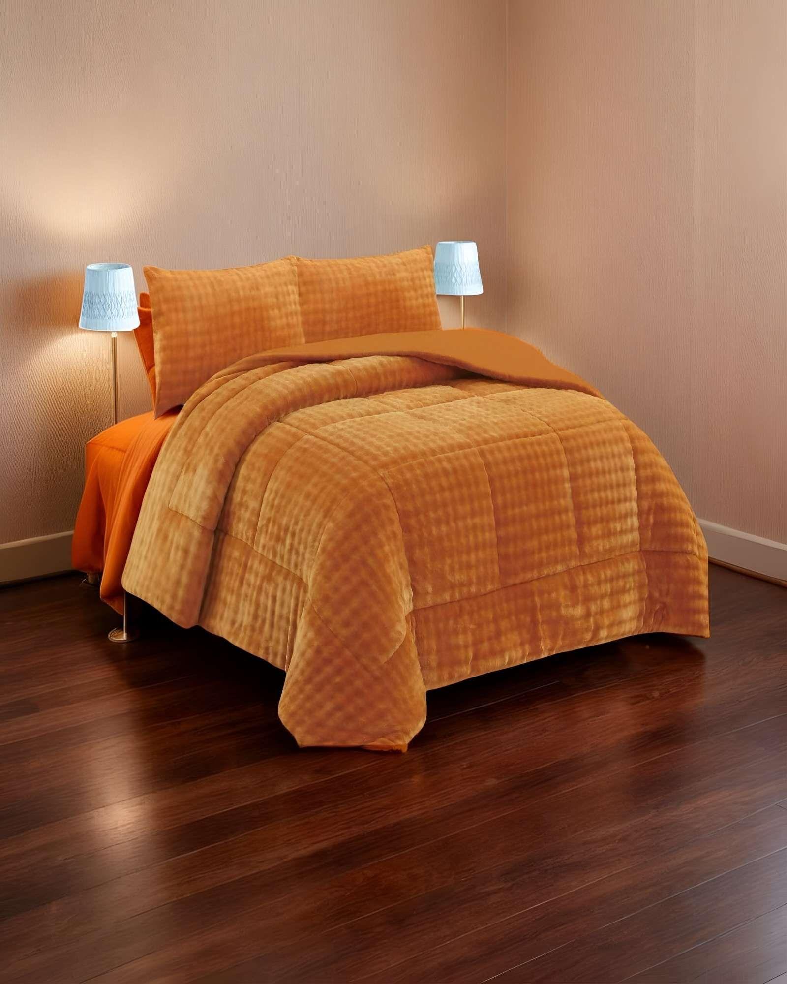 COBERTOR SHERPA 2 PLAZAS 230X250CM MOSTAZA B4-2