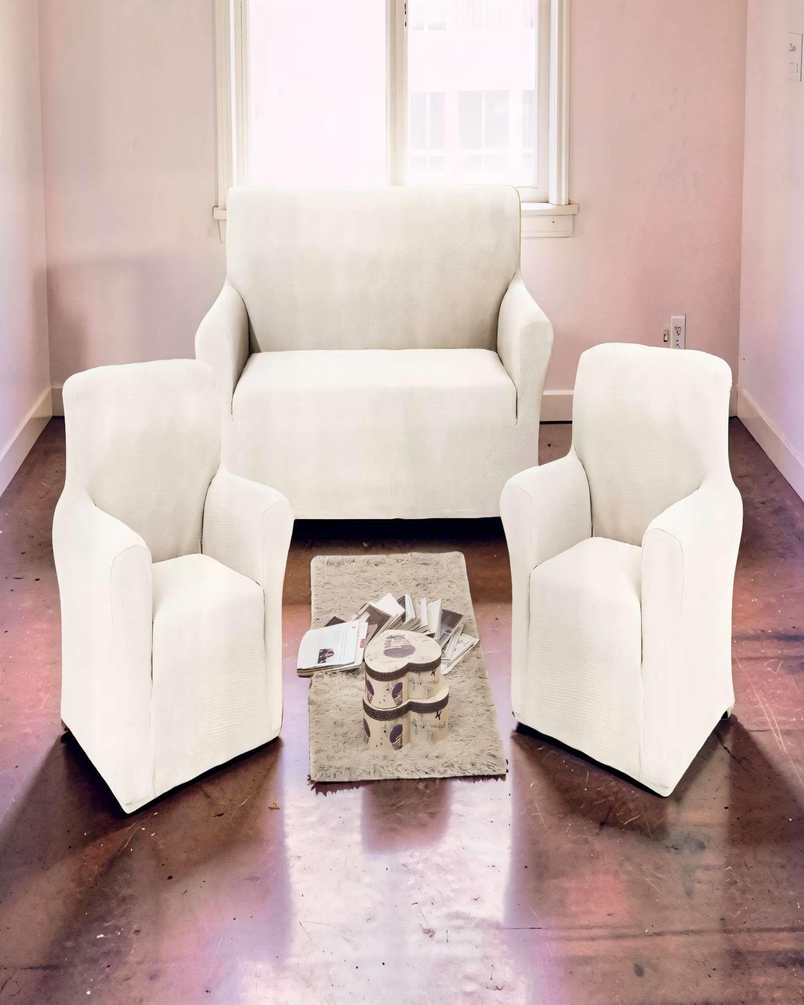 PACK DE FUNDAS DE SOFA CUADRILLE 3+1+1 COLOR BLANCO-2