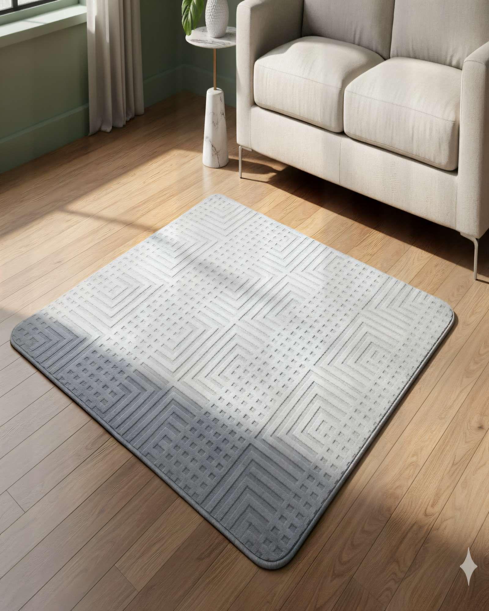 ALFOMBRA DECORATIVA TEXTURIZADA 150X200CM COLOR GRIS -2