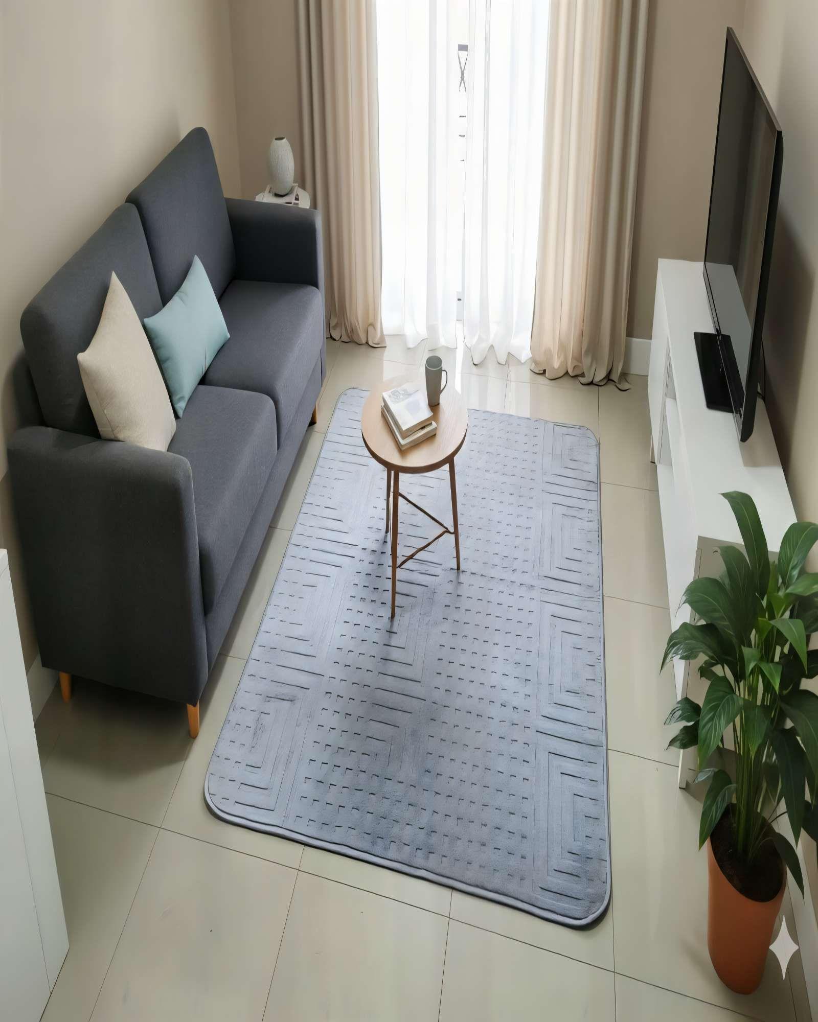 ALFOMBRA DECORATIVA TEXTURIZADA 150X200CM COLOR GRIS -3