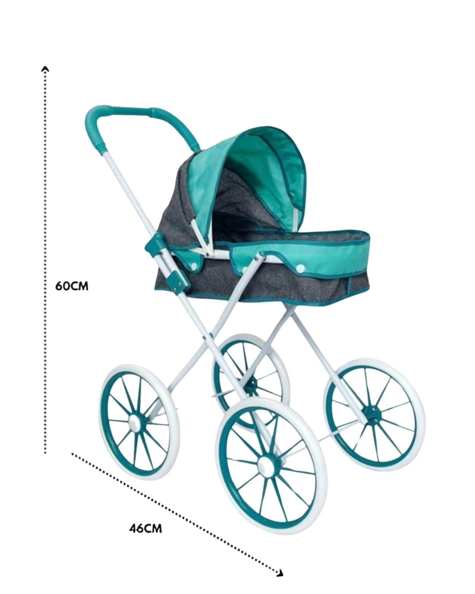 Coche de Muñecas Estilo Clásico Lujoso Celeste-2