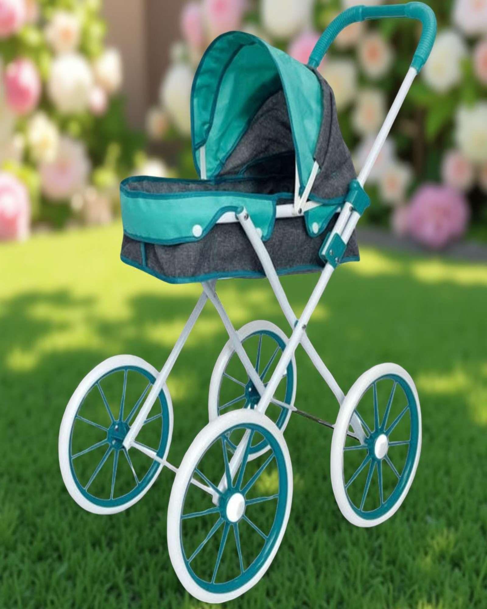 Coche de Muñecas Estilo Clásico Lujoso Celeste-4