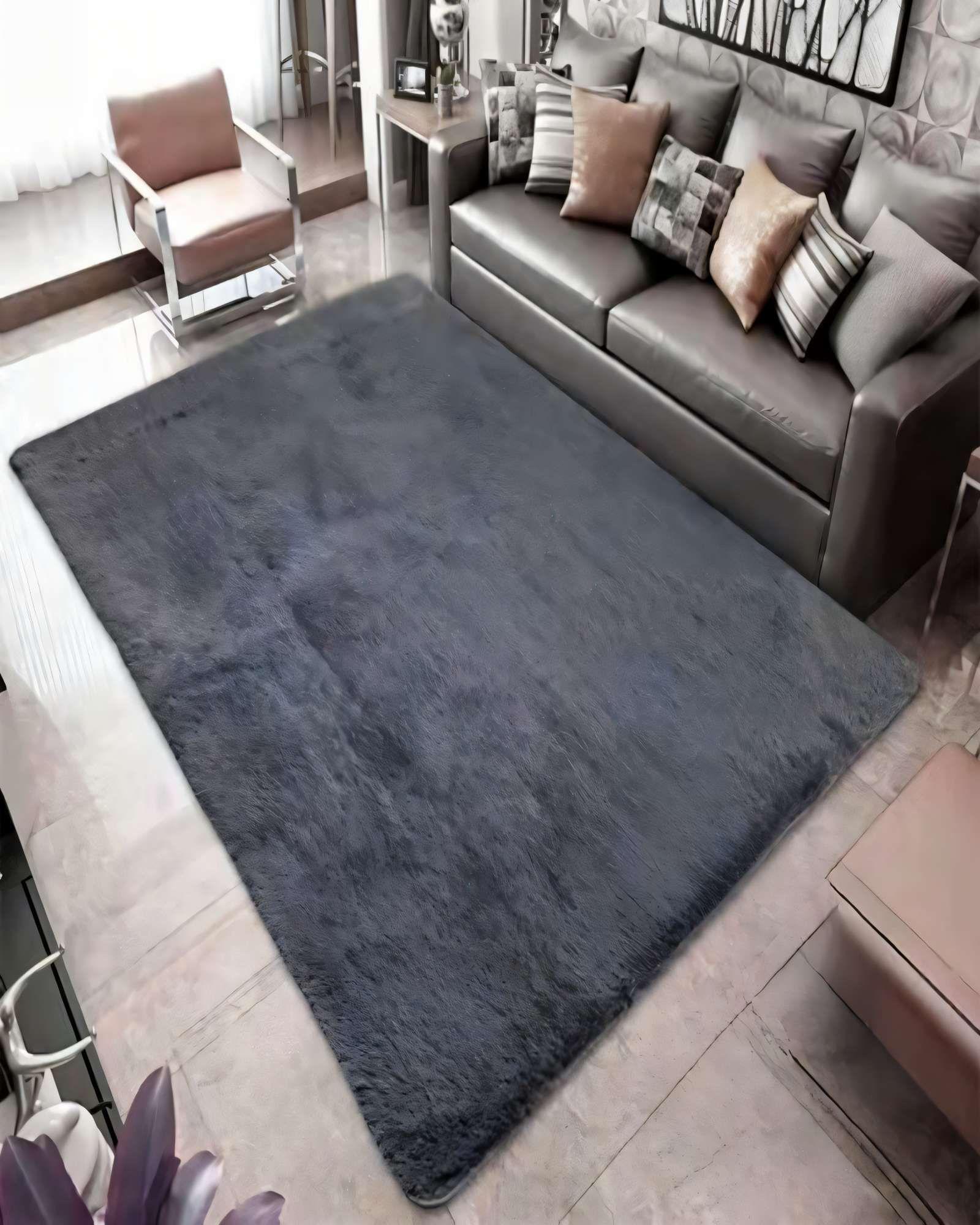 ALFOMBRA PELUDA 200X300  COLOR GRIS OSCURO-2