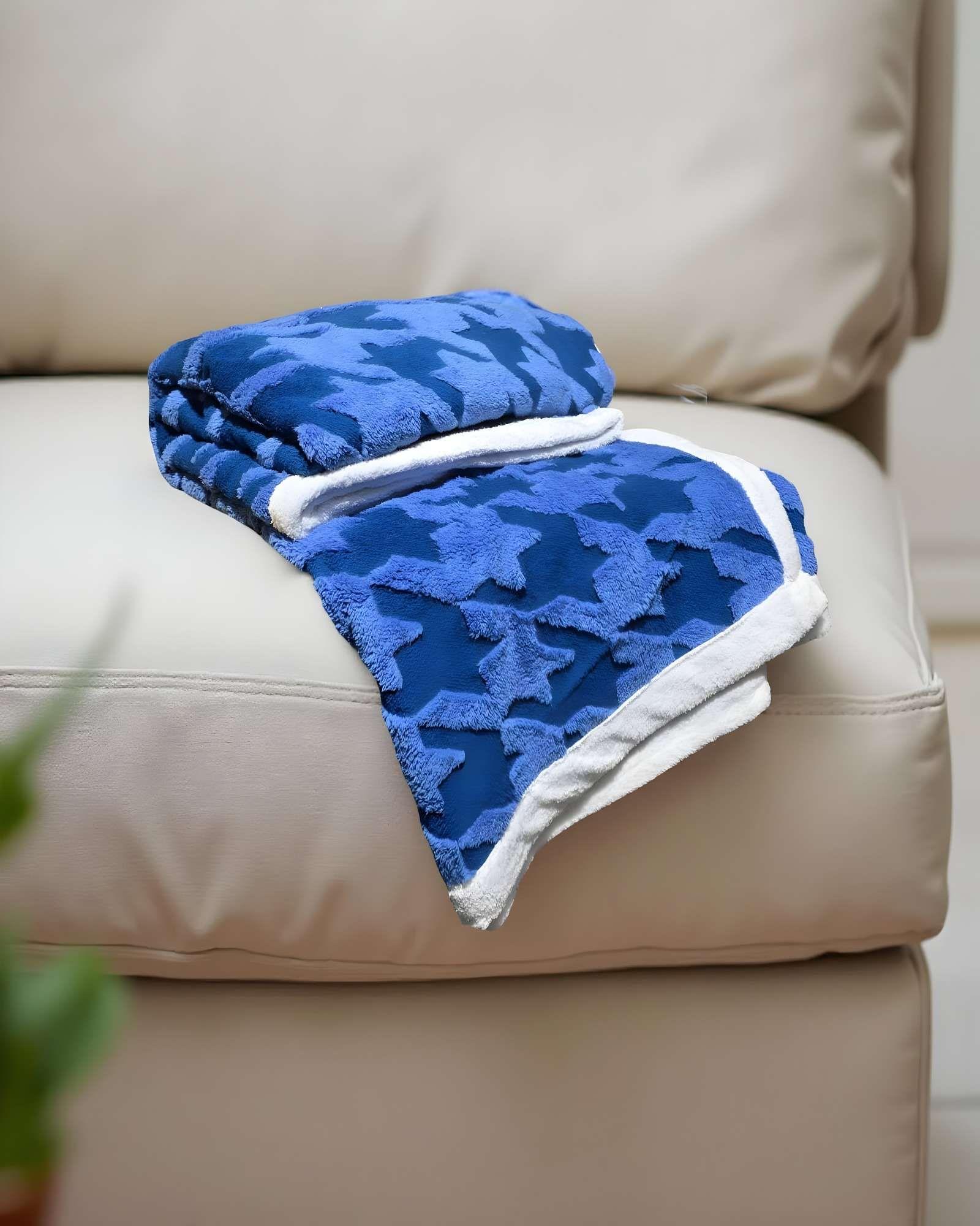 FRAZADA ELEGANTE 2 PLAZAS AZUL CLARO 200X230CM J1-2