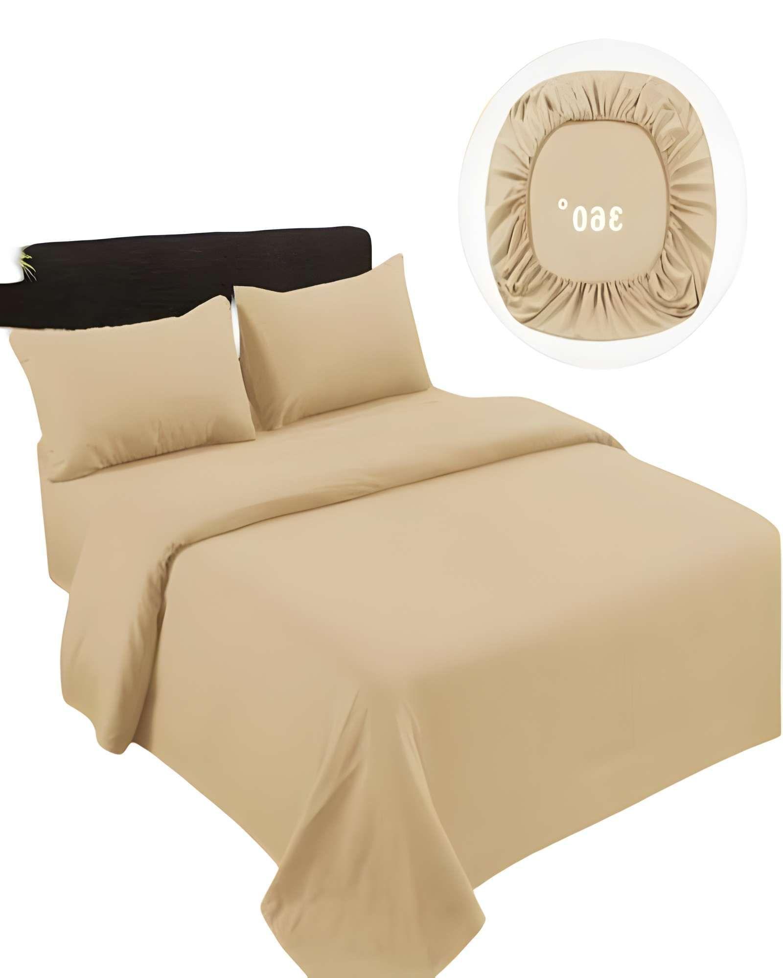 JUEGO DE SABANAS DE 500 HILOS 2 PLAZAS COLOR BEIGE-1