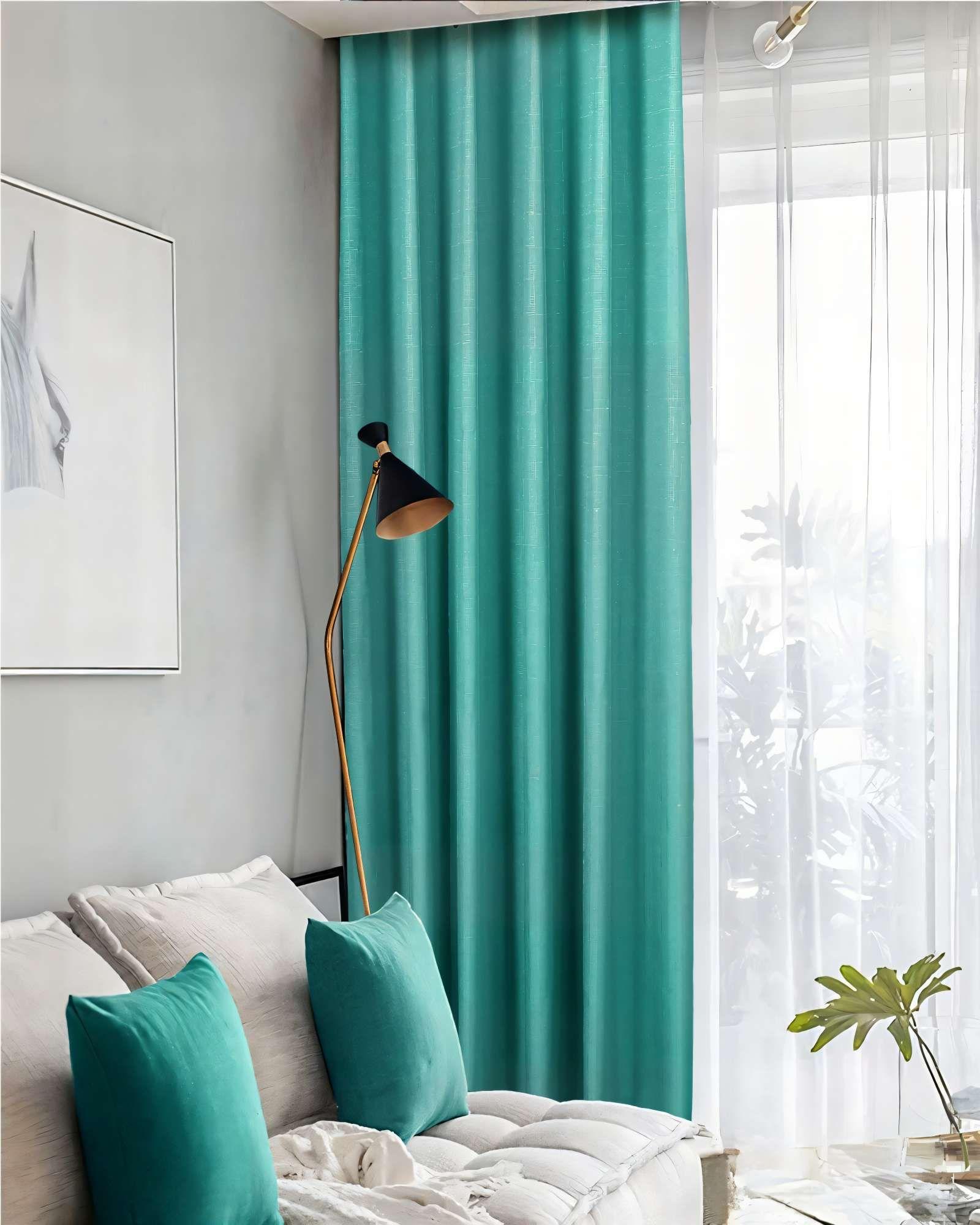 CORTINA ENGOMADA BLACKOUT 2 PAÑOS COLOR TURQUESA-2