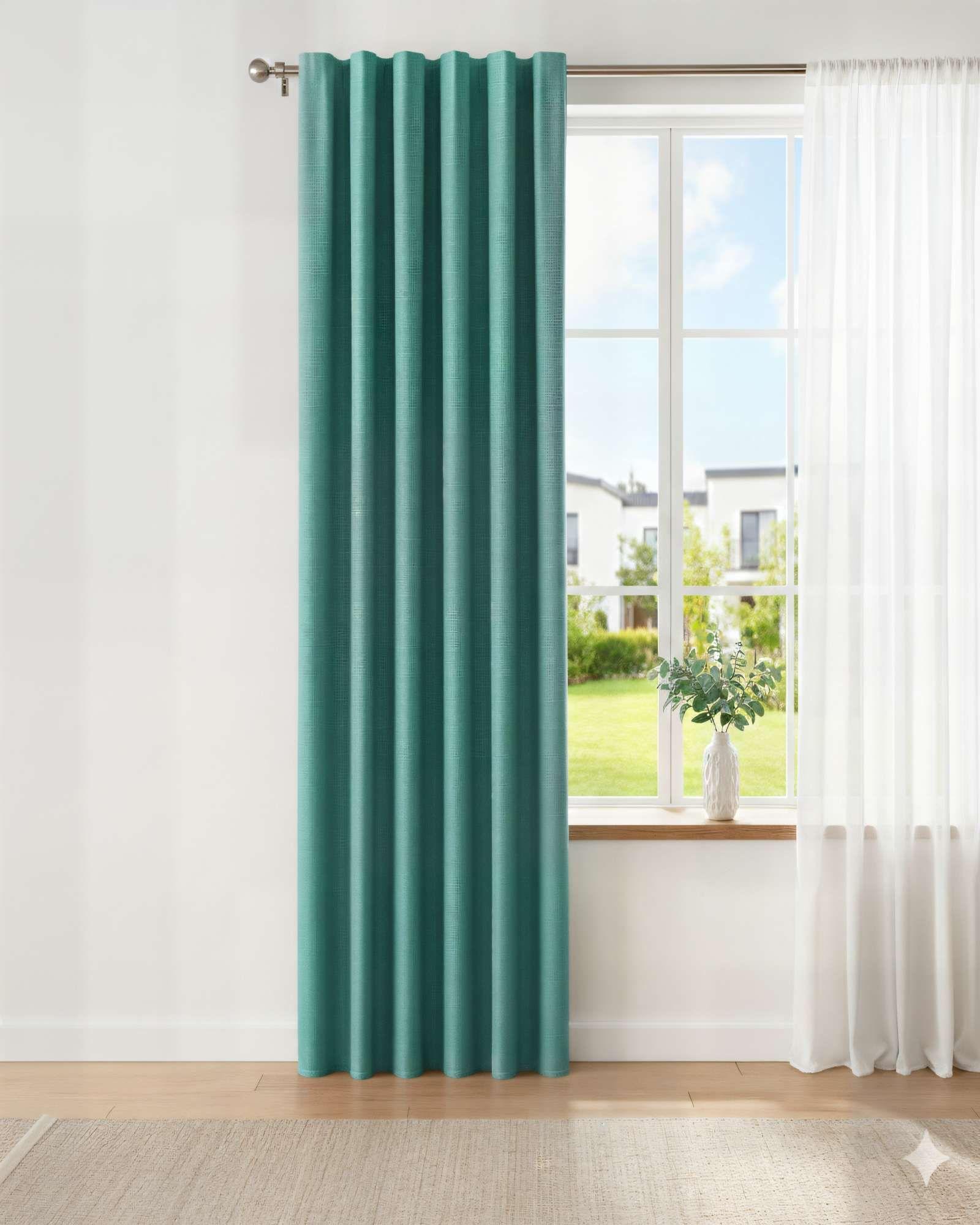 CORTINA ENGOMADA BLACKOUT 2 PAÑOS COLOR TURQUESA-3