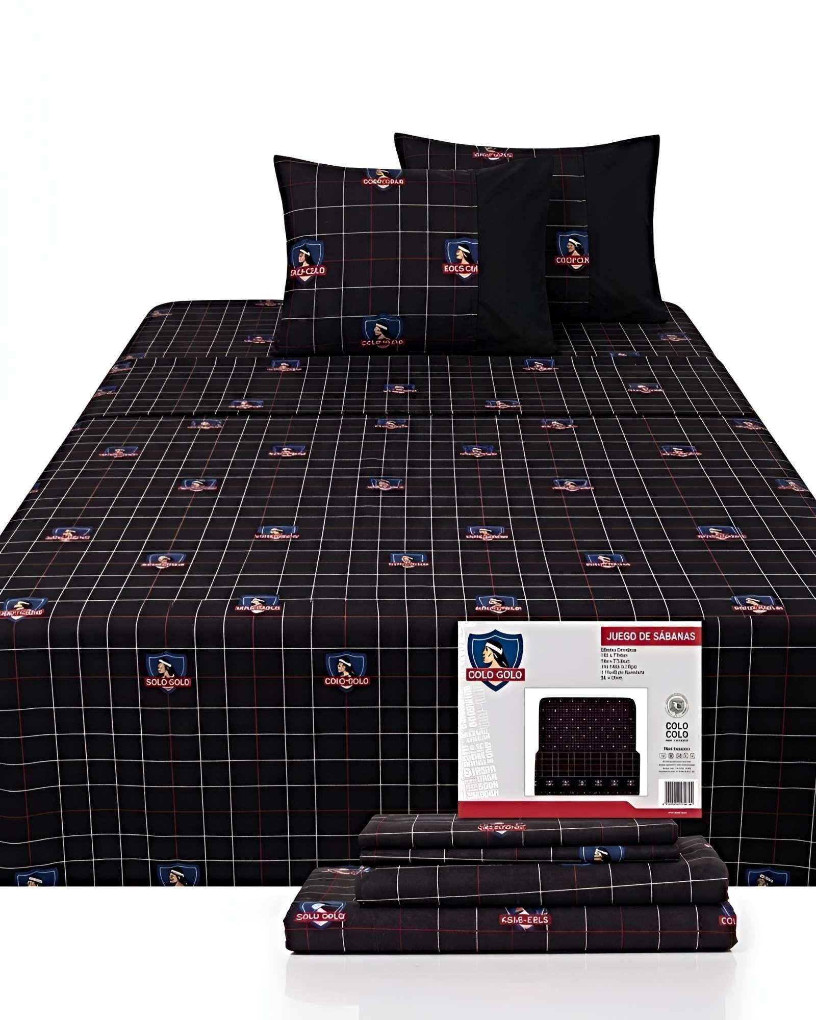 SET DE SABANA INFANTIL POLIESTER PLAZA Y MEDIA 165 X 240 CM NEGRO-1
