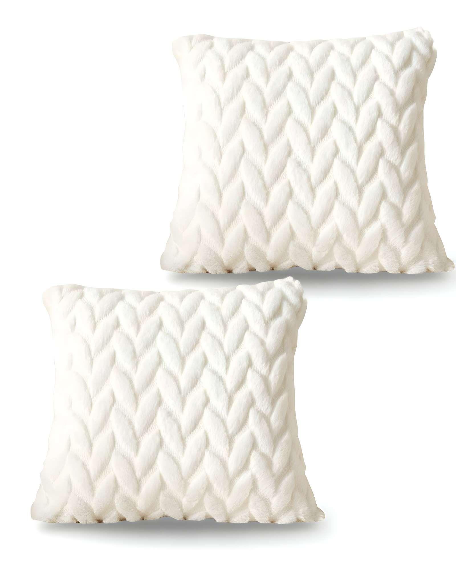SET DE 2 FUNDAS DE COJINES DISEÑO ESPIGA 45CM X 45 CM BLANCO-2