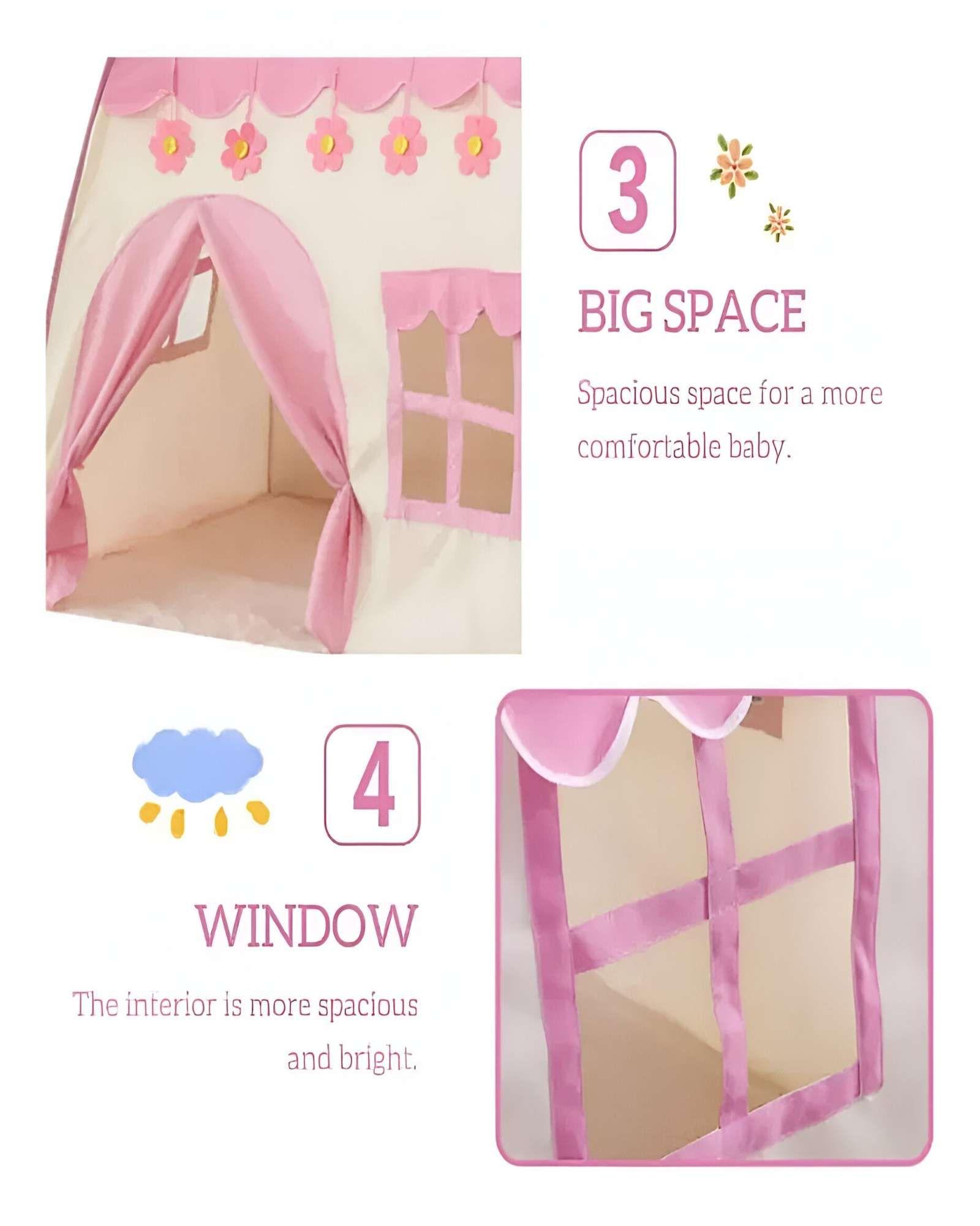 CARPA CON FORMA DE CASA PARA NIÑA ROSADA-2