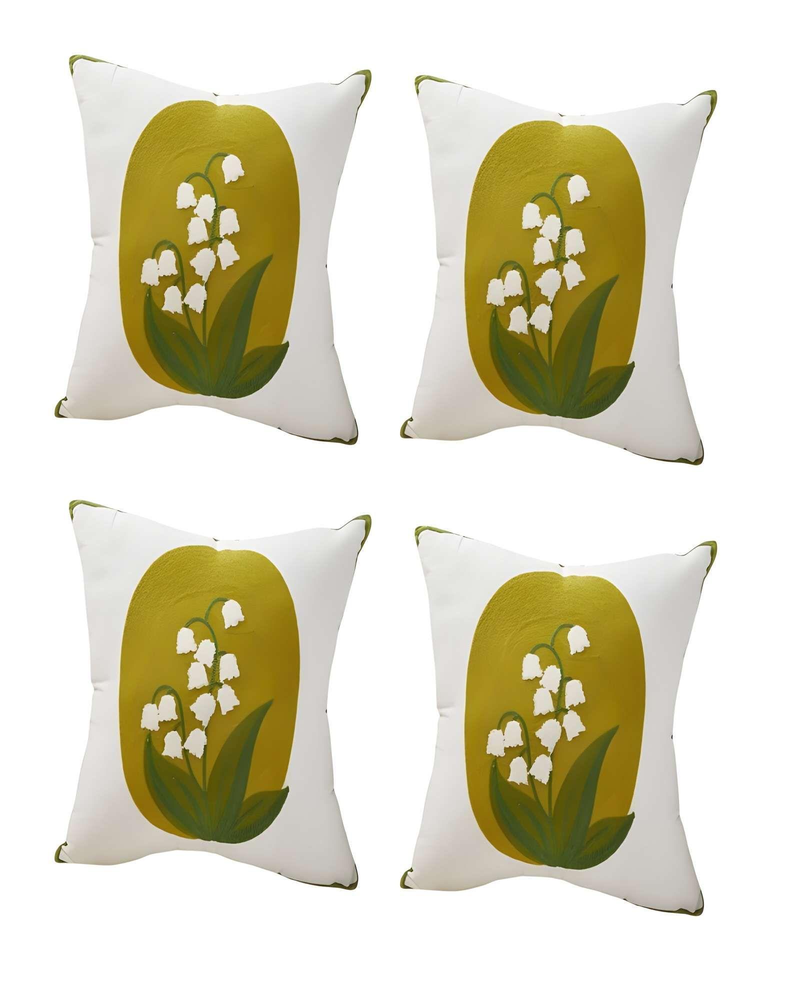 SET DE 4 FUNDAS DE COJIN BORDADAS 45X45CM VERDE-0