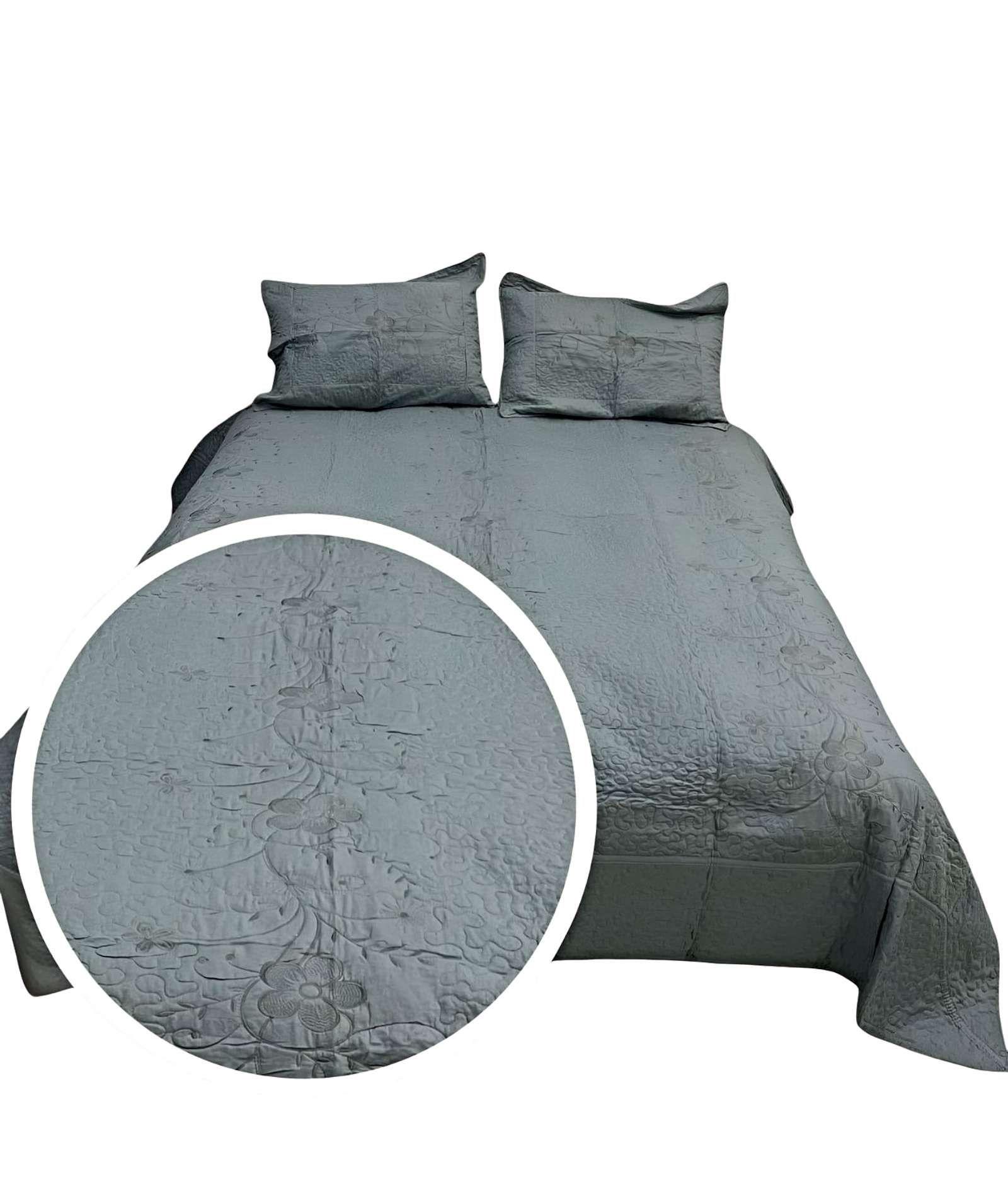 CUBRECAMA QUILT DE VERANO PLAZA Y MEDIA BORDADO A7-0