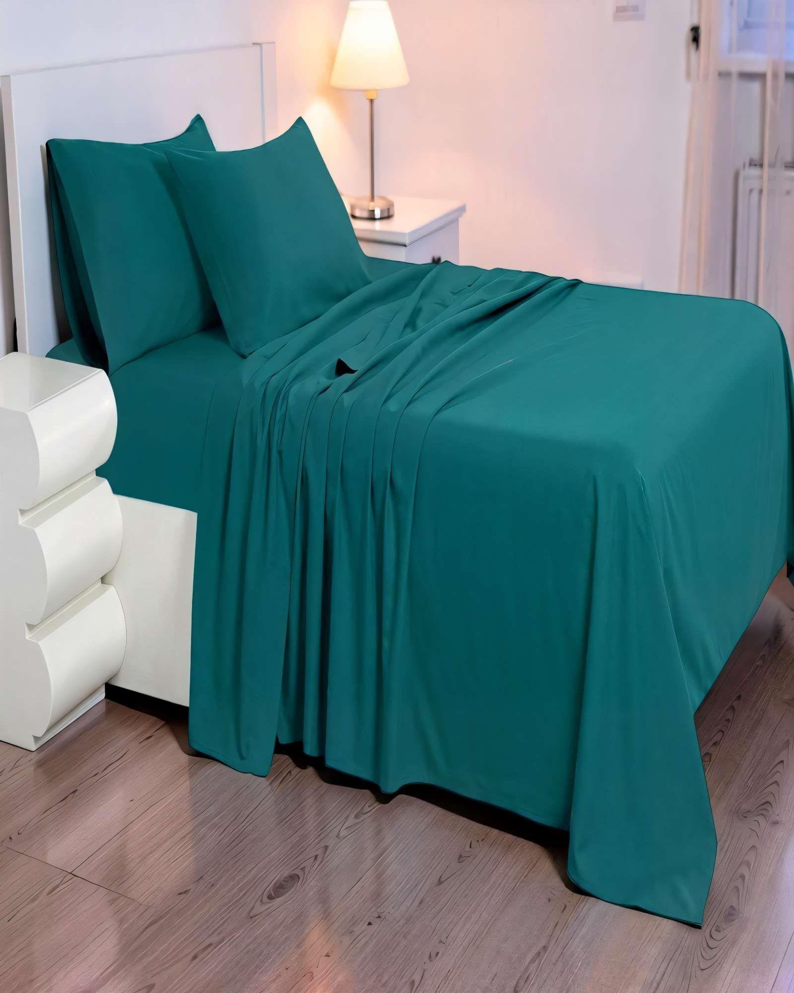 SET DE  SABANA 200 HILOS 2 PLAZAS COLOR VERDE-2