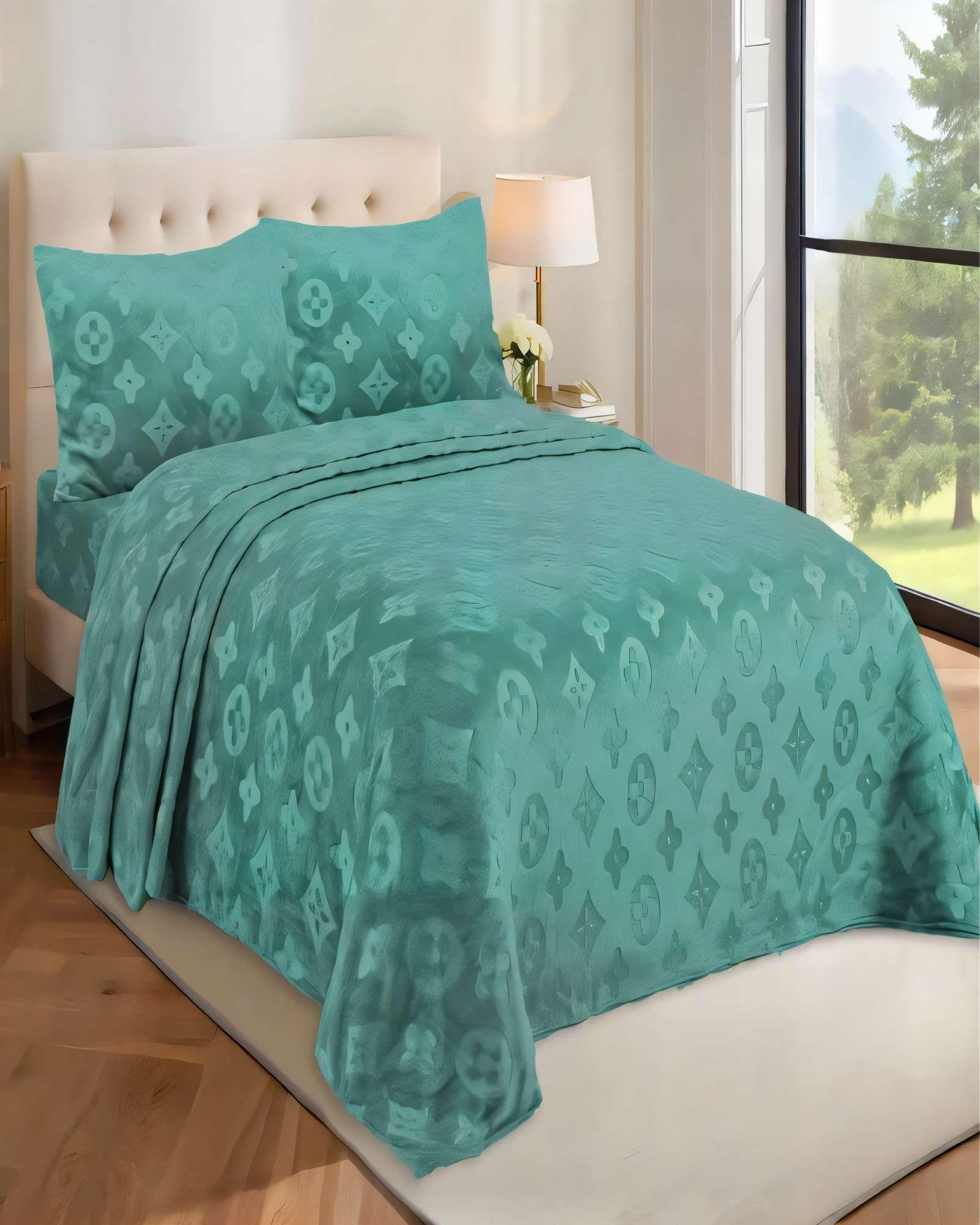 SET DE  SABANA POLAR PLUSH PLAZA Y MEDIA COLOR VERDE-2