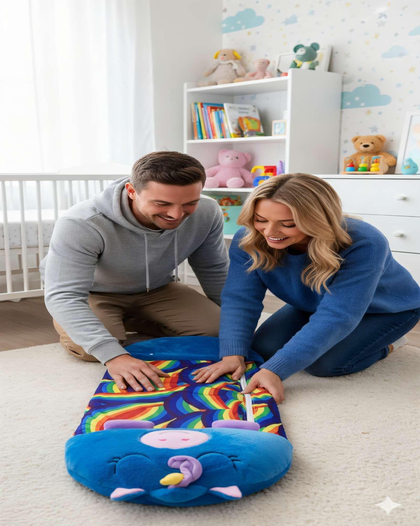 SACO PARA DORMIR EN FORMA DE UNICORNIO  COLOR AZUL -2