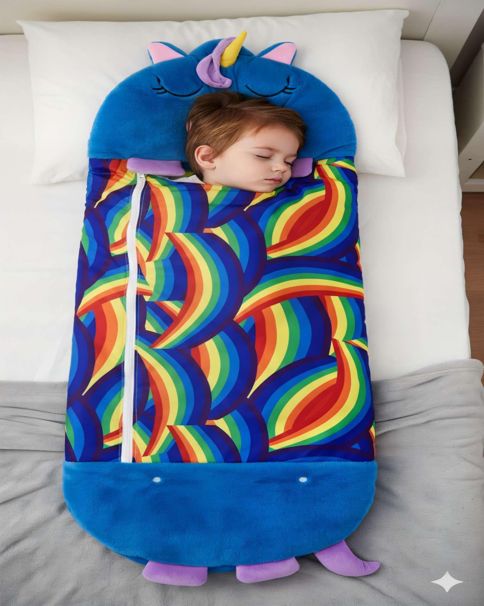SACO PARA DORMIR EN FORMA DE UNICORNIO  COLOR AZUL -3