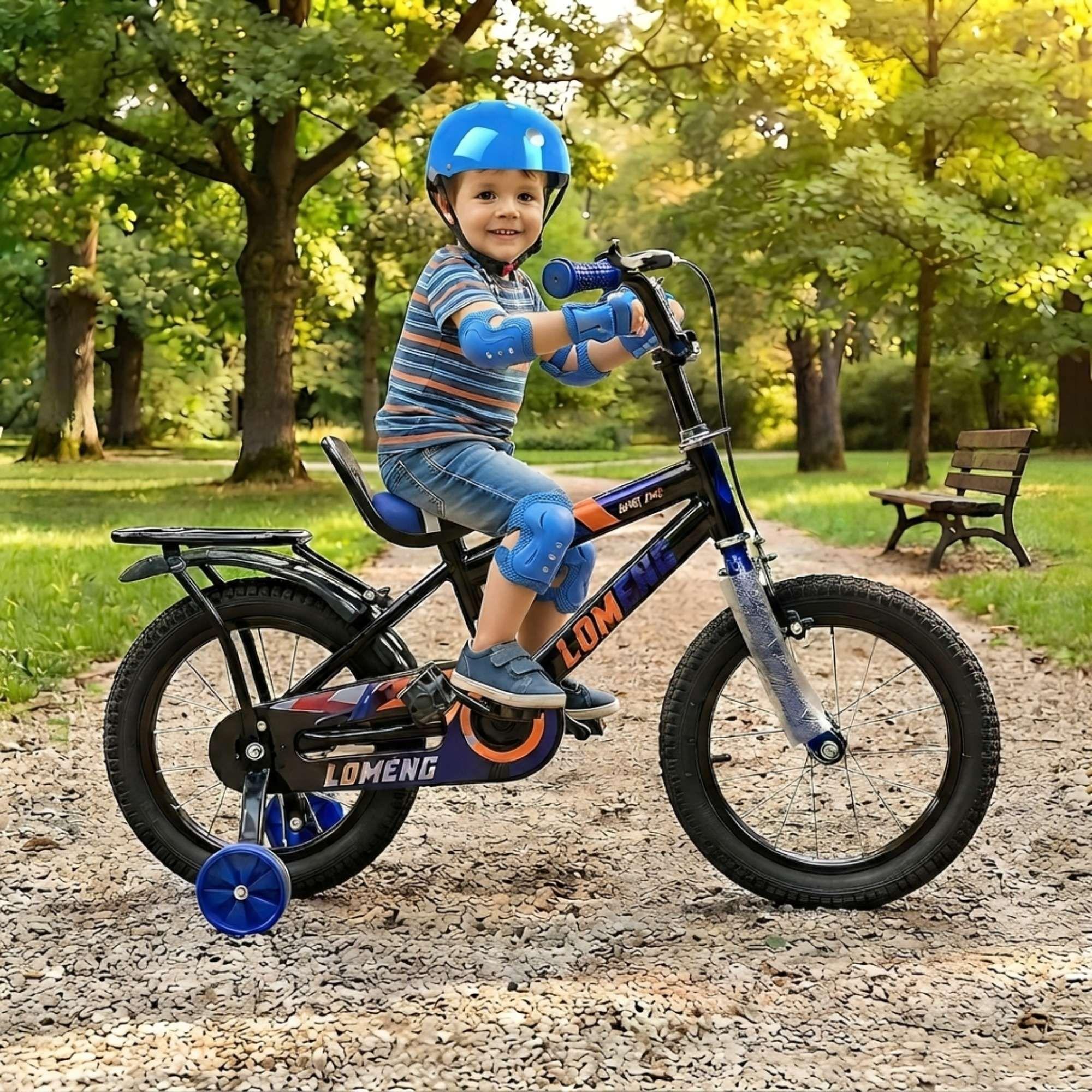 BICICLETA PARA NIÑOS ARO 14 CON RUEDITAS MAS KIT DE SEGURIDAD AZUL-3
