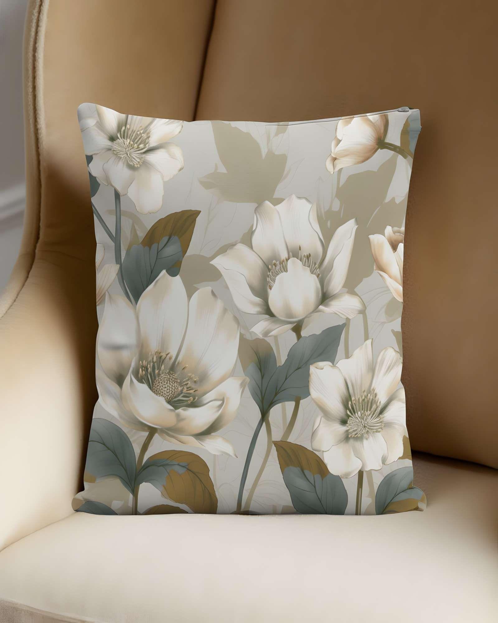 PACK DE 2 FUNDAS DE COJIN FLOREADAS 45X45 BEIGE 01-3