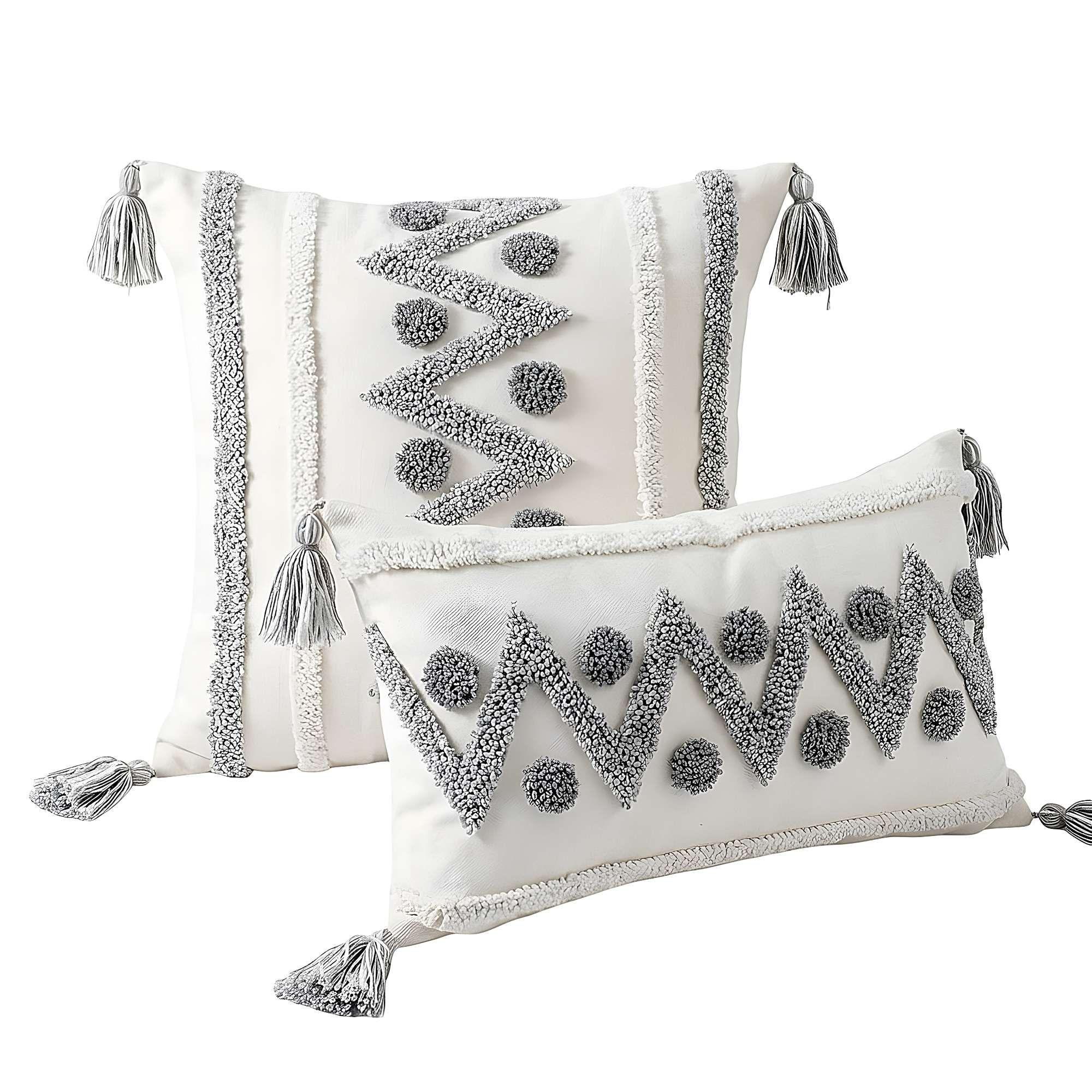 SET DE 4 FUNDAS DE COJIN BORDADA 2 DE 45X45 CM Y 2 DE 30X50 CM F3-1