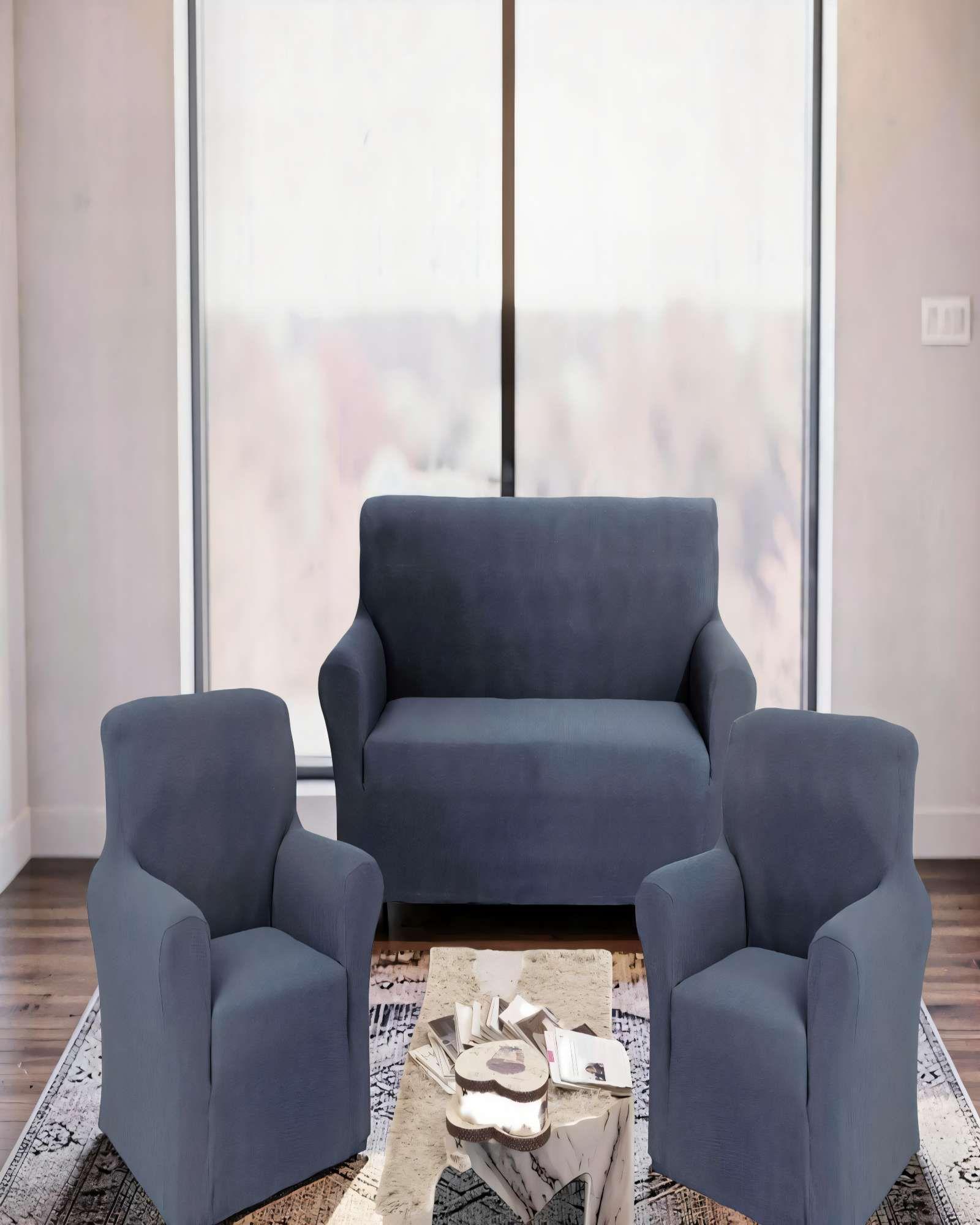 PACK DE FUNDAS DE SOFA CUADRILLE 3+1+1 COLOR GRIS-3