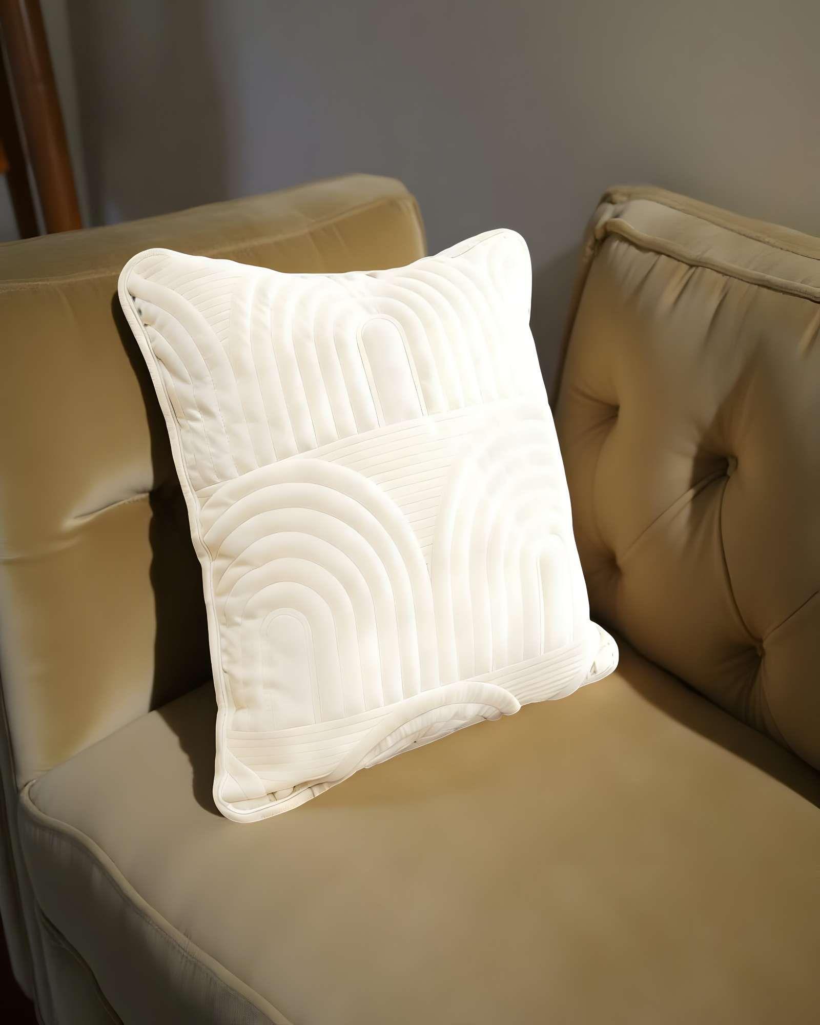 SET DE 2 FUNDAS DE COJIN SERIE ARCO 45X45 CM BLANCO-3