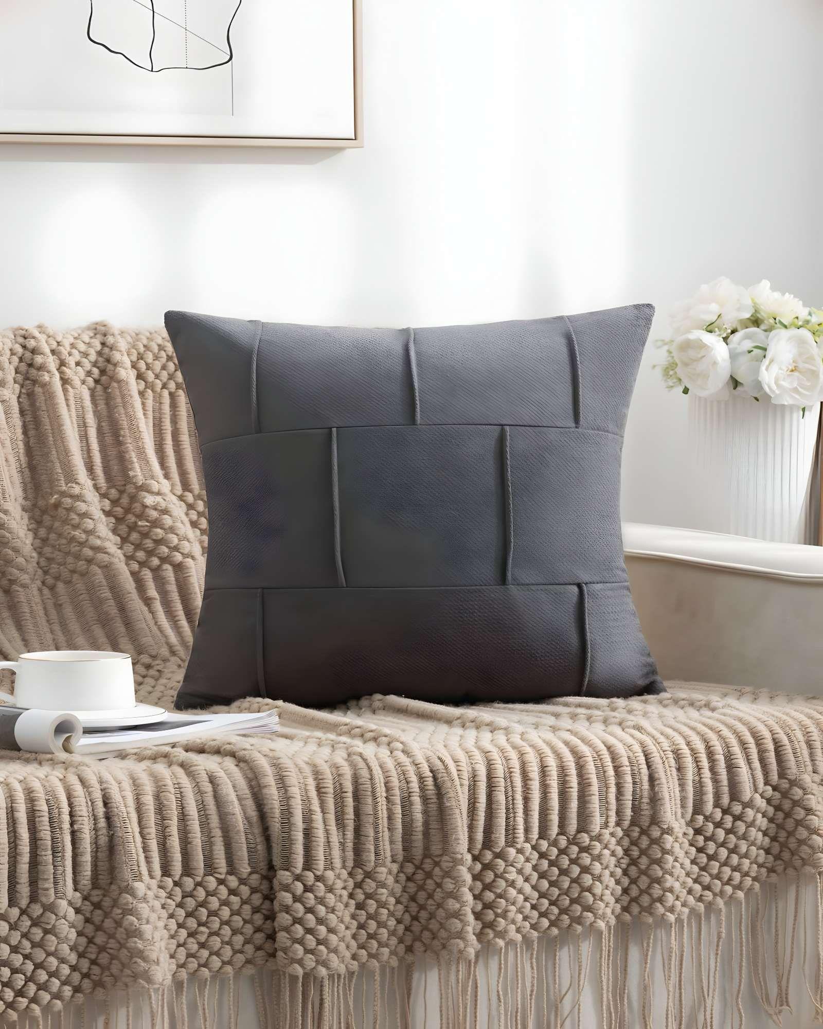 PACK DE 2 FUNDAS DE COJIN PLISADA 45X45 GRIS-2