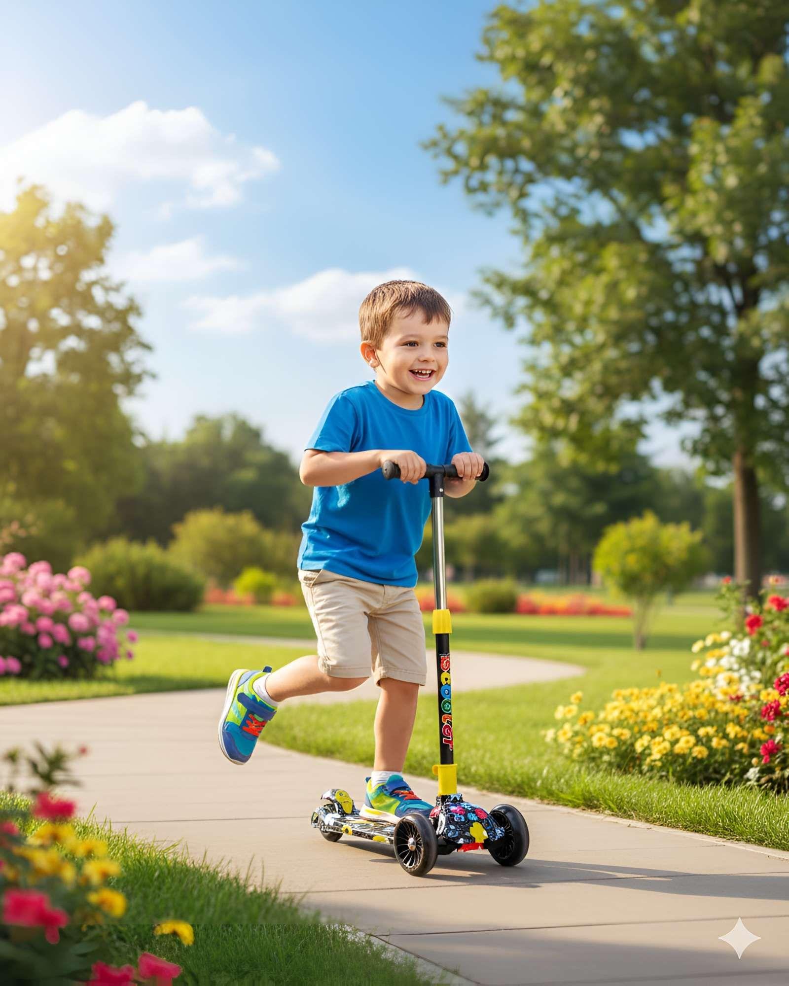 SCOOTER INFANTIL de 3 Ruedas Colorido y Ajustable con Luces LED 01-4