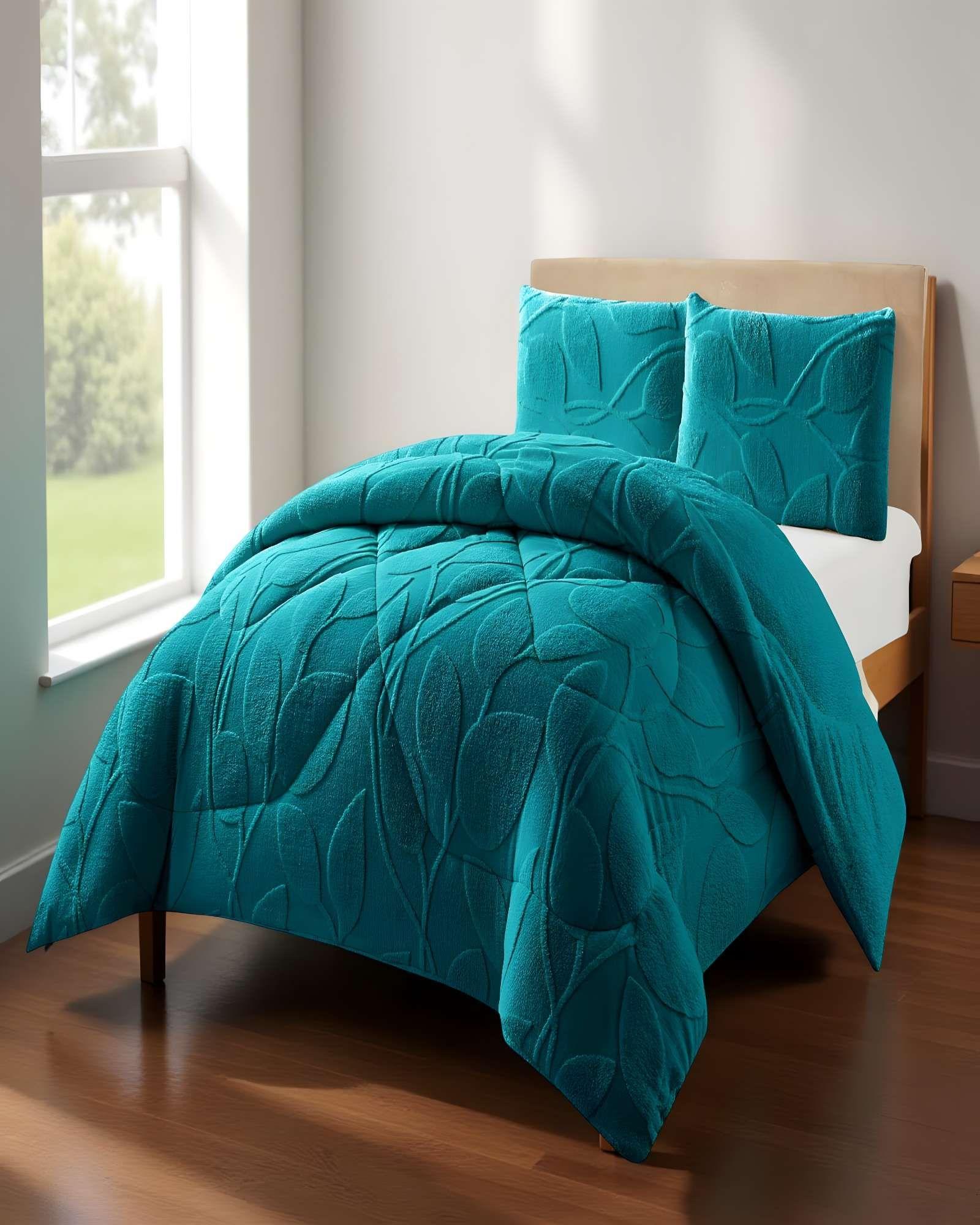 COBERTOR SHERPA TEXTURIZADO RY KING TURQUESA-2