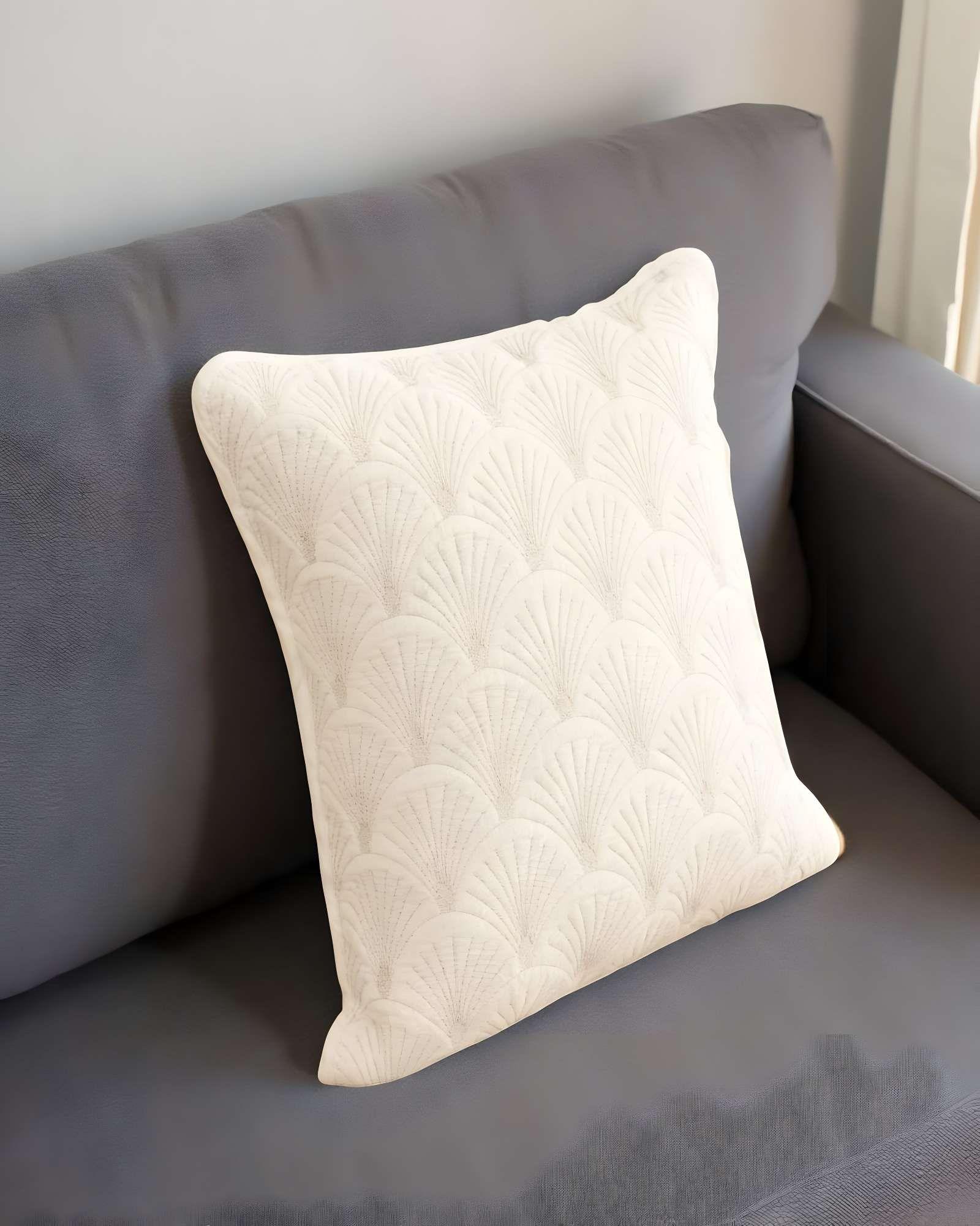 SET DE 4 FUNDAS DE COJIN SERIE ABANICO 45X45 CM BLANCO-3