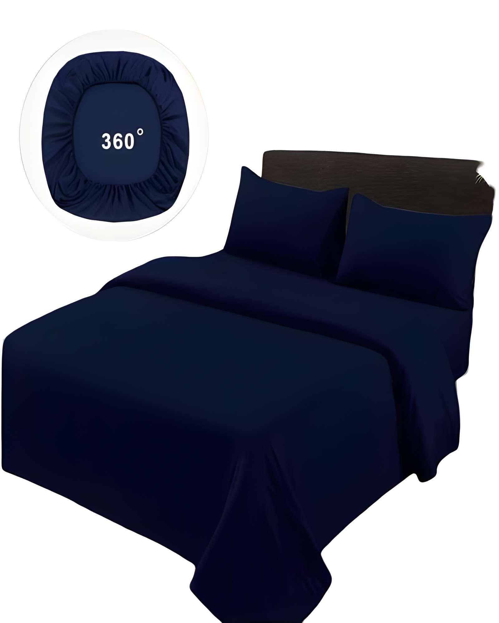 JUEGO DE SABANAS DE 500 HILOS 2 PLAZAS COLOR AZUL OSCURO-0