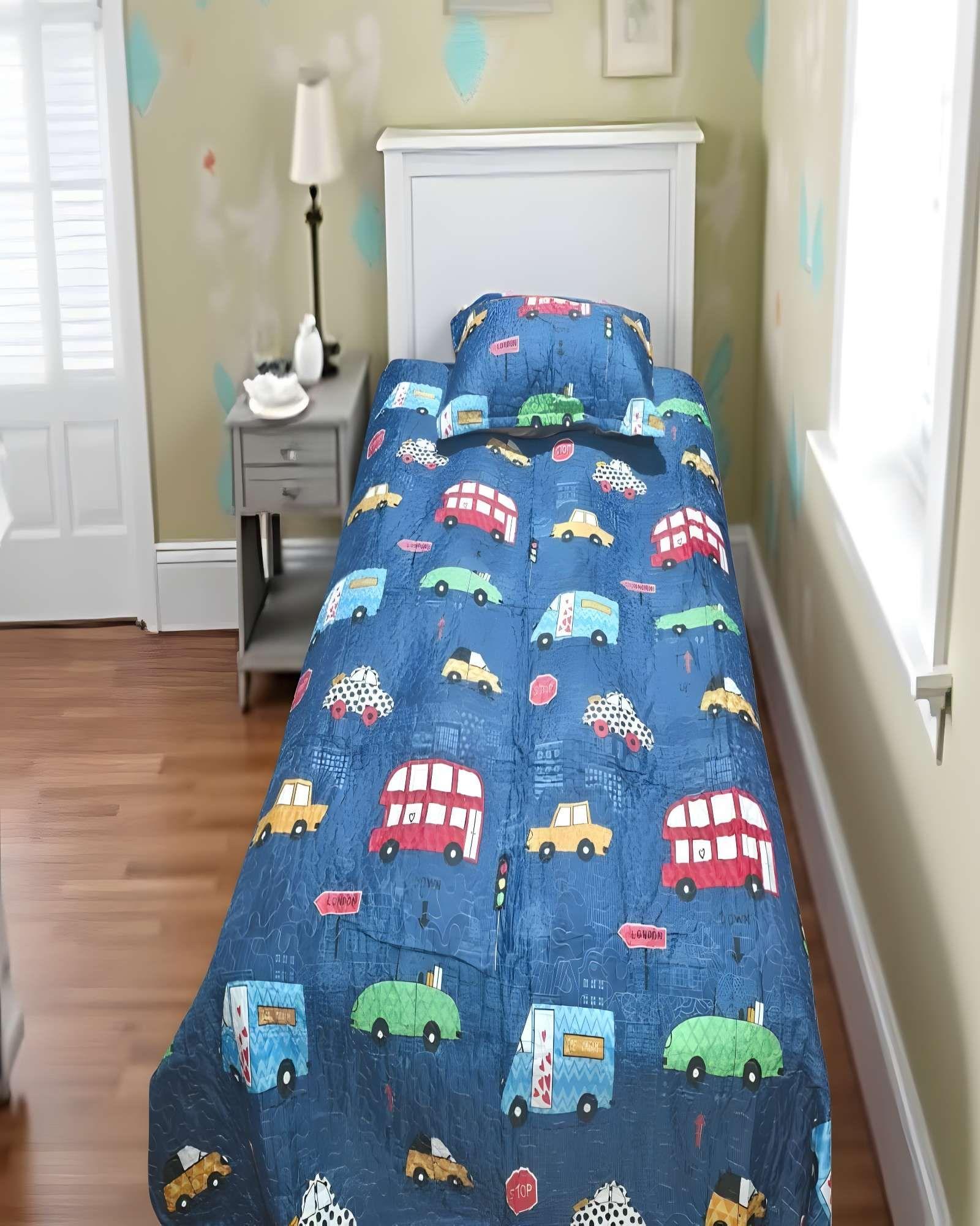 QUILT CUBRECAMA DE VERANO PLAZA Y MEDIA INFANTIL AZUL 07-3