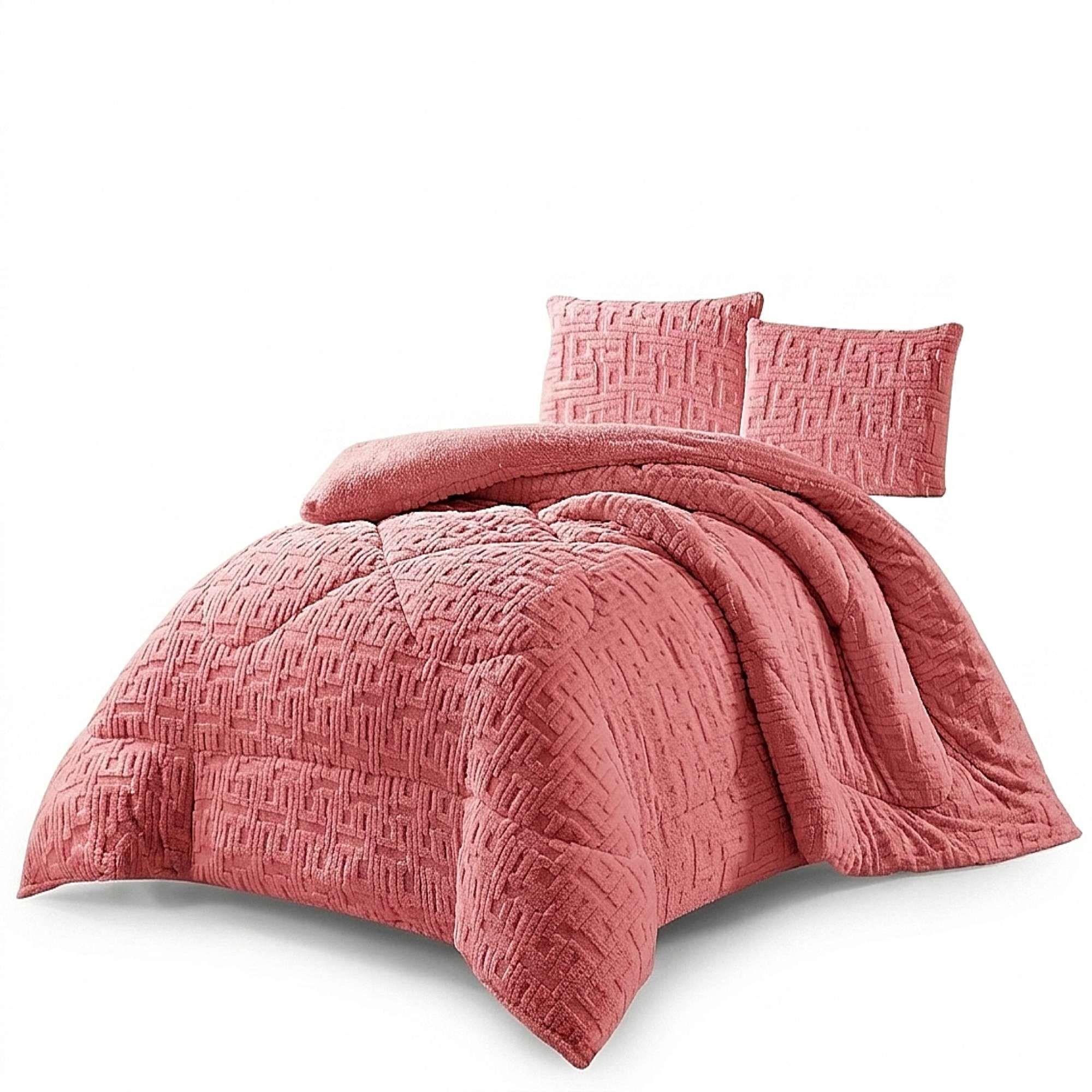 COBERTOR SHERPA TEXTURIZADO RH 2 PLAZAS ROSADO-3