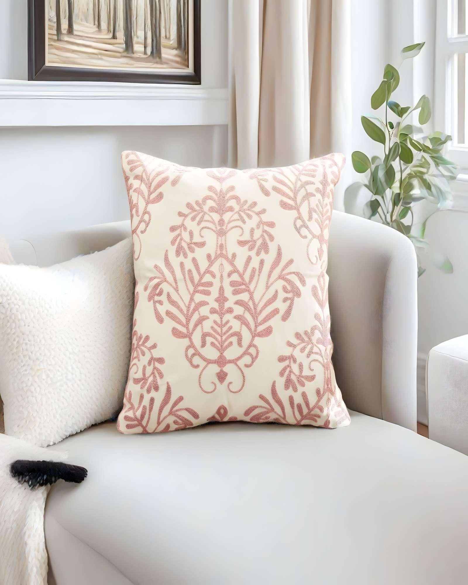 SET DE 4 FUNDAS DE COJIN BORDADAS 45X45CM BLANCO 14-3