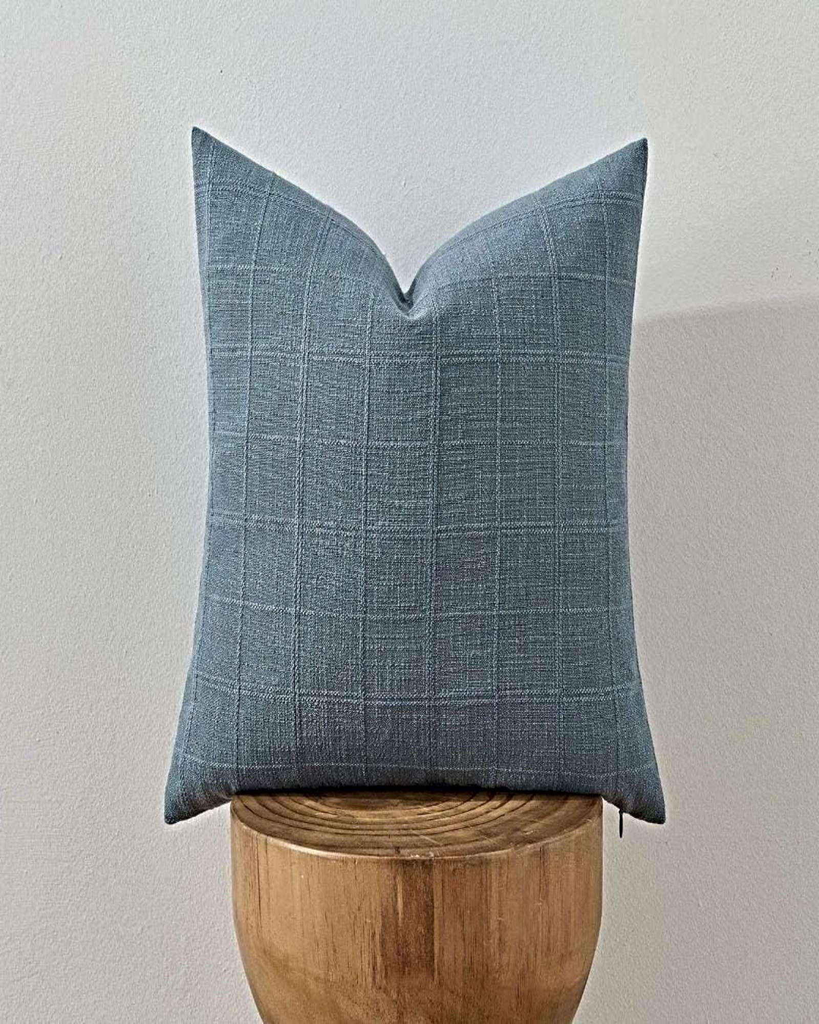 PACK DE 4 FUNDAS DE COJIN JACQUARD CUADRILLE 45X45 CM AZUL-2