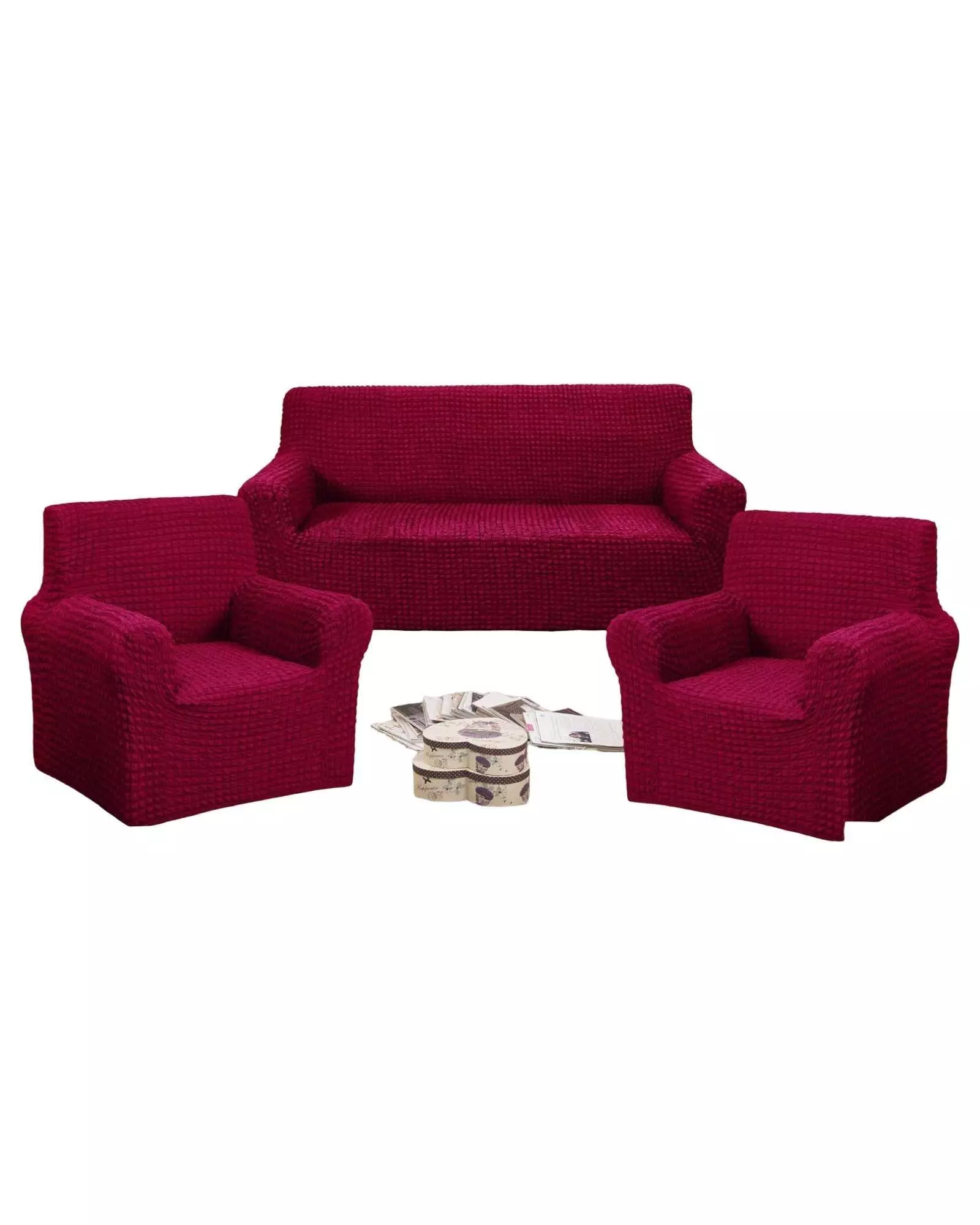 PACK DE FUNDAS DE SOFA 3+1+1 - DISEÑO CUADRILLE BURDEO-0