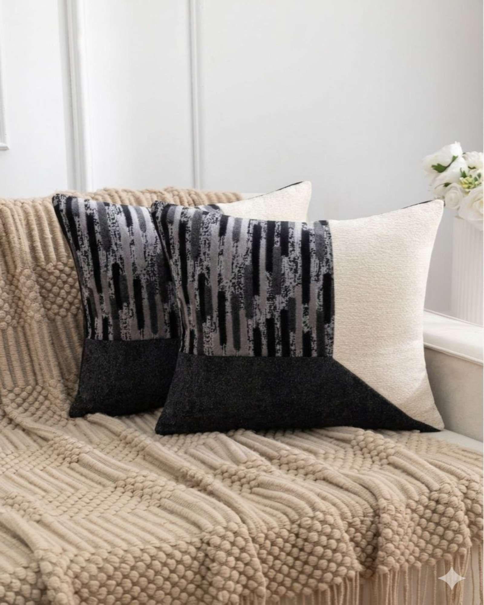 PACK DE 2 FUNDAS DE COJIN CHENILLE DE EMPALME MULTICOLOR 1-2